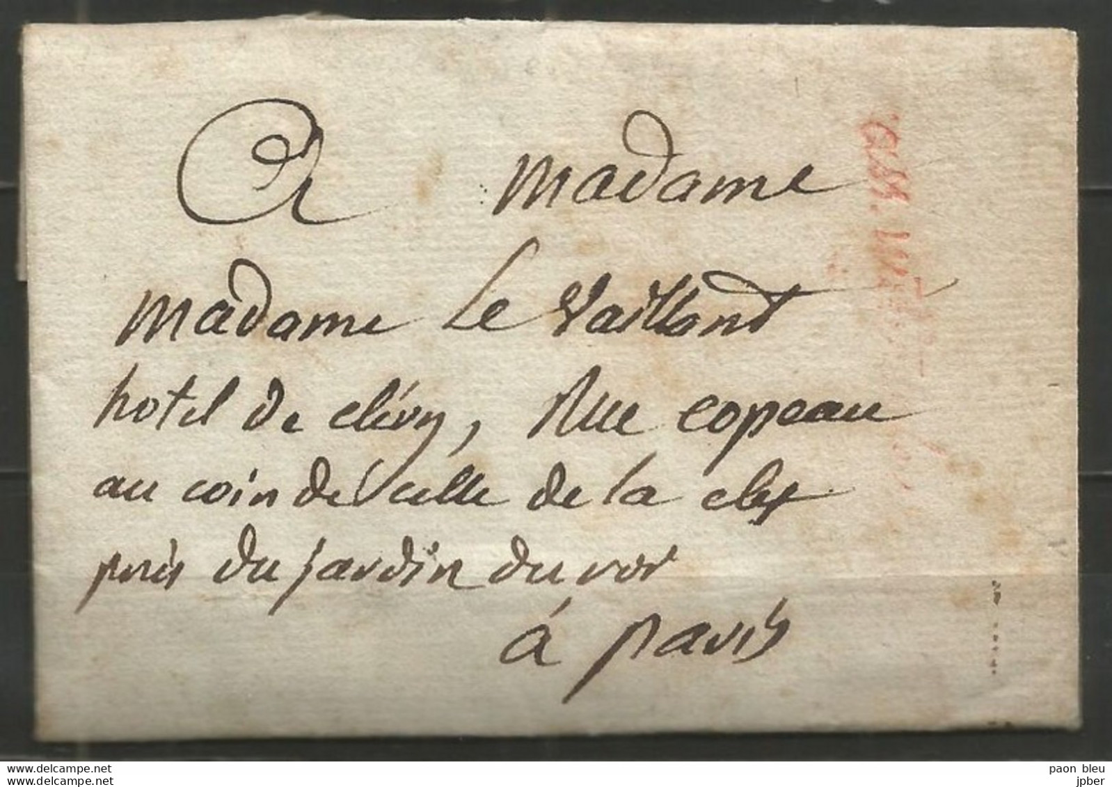 France - LAC De PARIS à PARIS Du 28/12/1791 - Assemblée Nationale En Rouge Type 1 - Verso Cachet Rouge " 4....."? - 1701-1800: Precursori XVIII