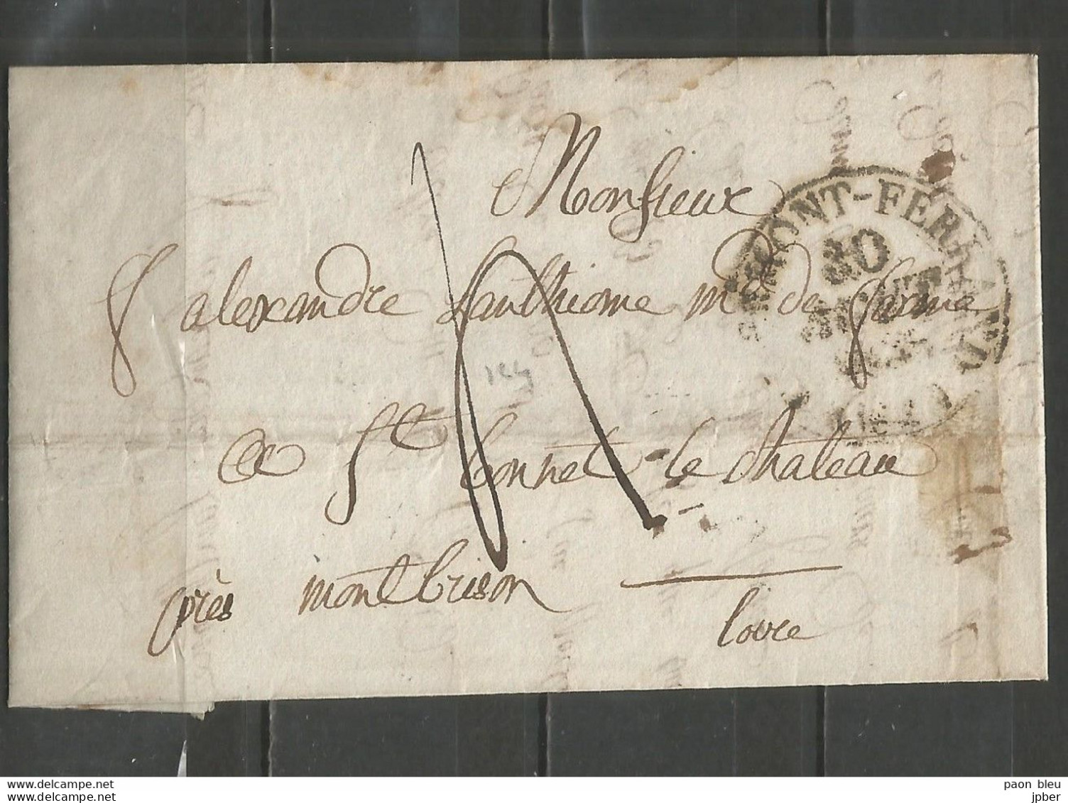 France - LAC De CLERMONT-FERRAND Vers St-BONNET-LE-CHATEAU Du 30/8/1839 - Verso Arrivée - 1801-1848: Precursors XIX