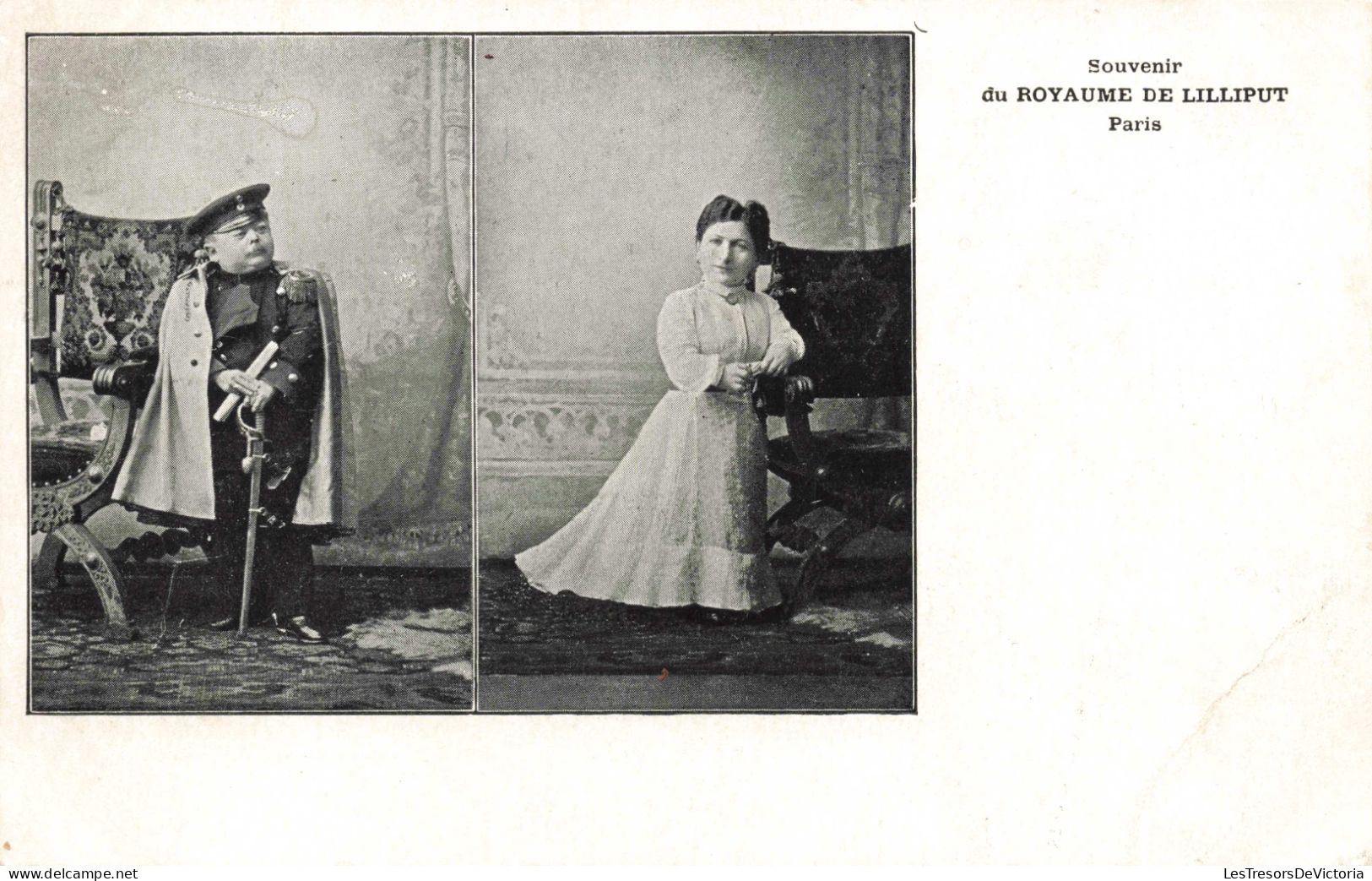 Folklore - Souvenir Du Royaume De Lilliput - Paris - Deux Personnages Nains - Carte Postale Ancienne - Personnages