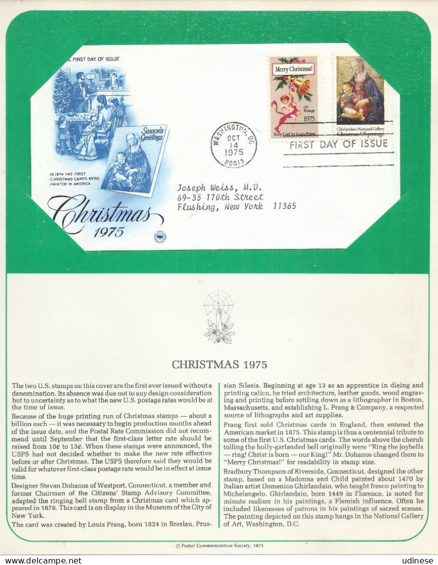 USA 1975 - CHRISTMAS - CPL. SET -  FDC - Andere & Zonder Classificatie