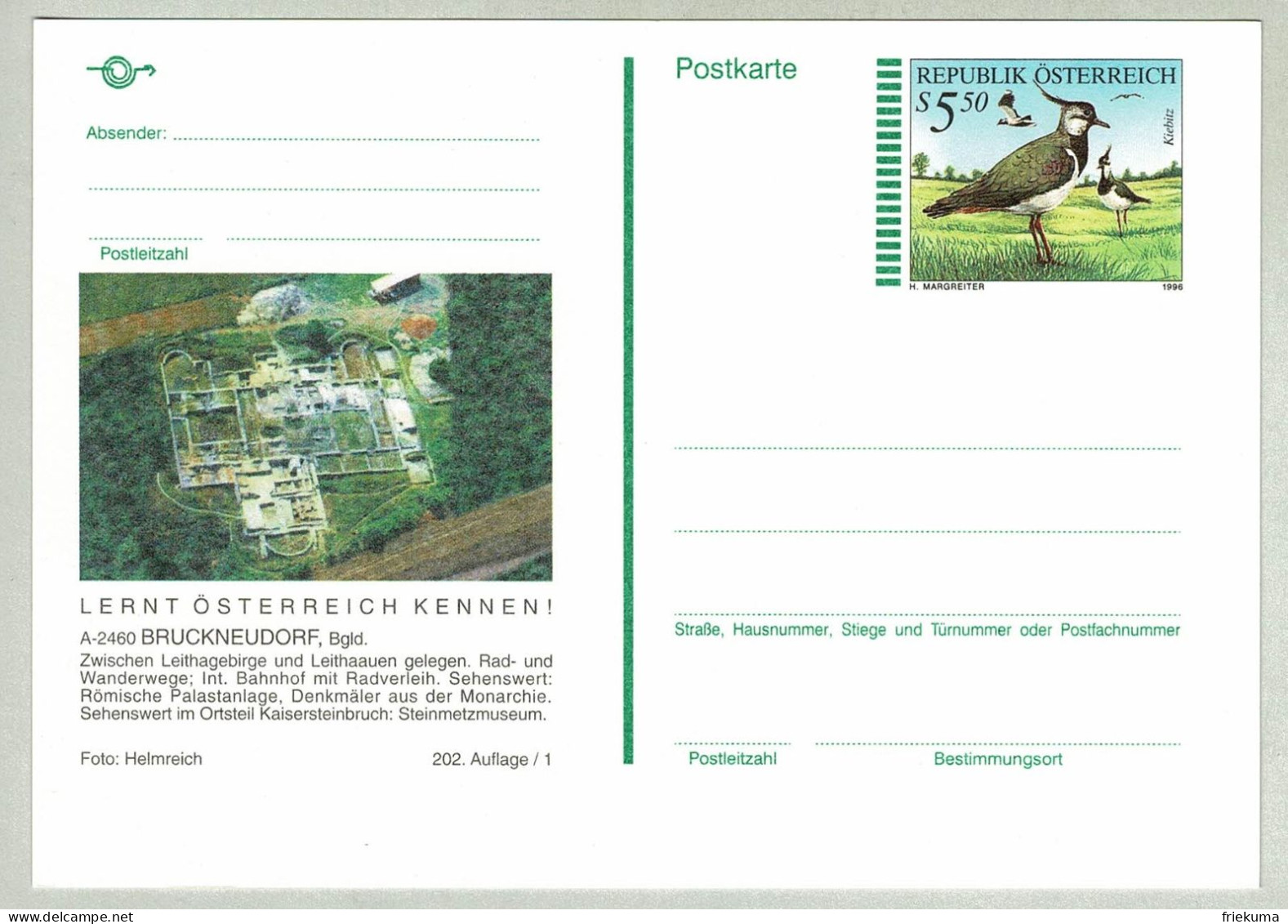 Oesterreich / Austria 1996, Bildpostkarte Bruckneudorf, Römer / Romains / Romans, Palastanlage - Archéologie