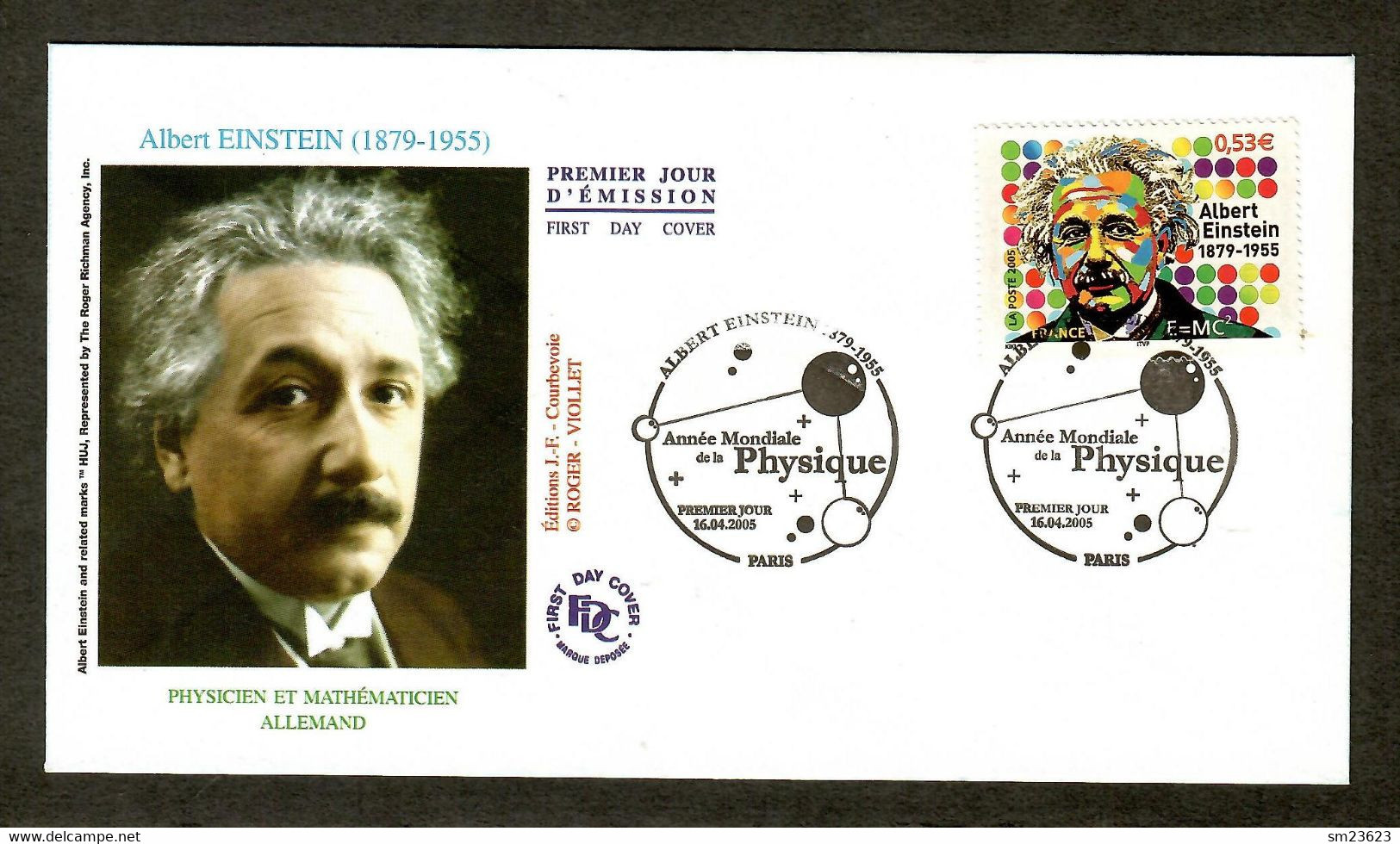 Frankreich / France 2005  Mi.Nr. 3930 , Albert Einstein - FDC Paris 16.04.2005 - Albert Schweitzer