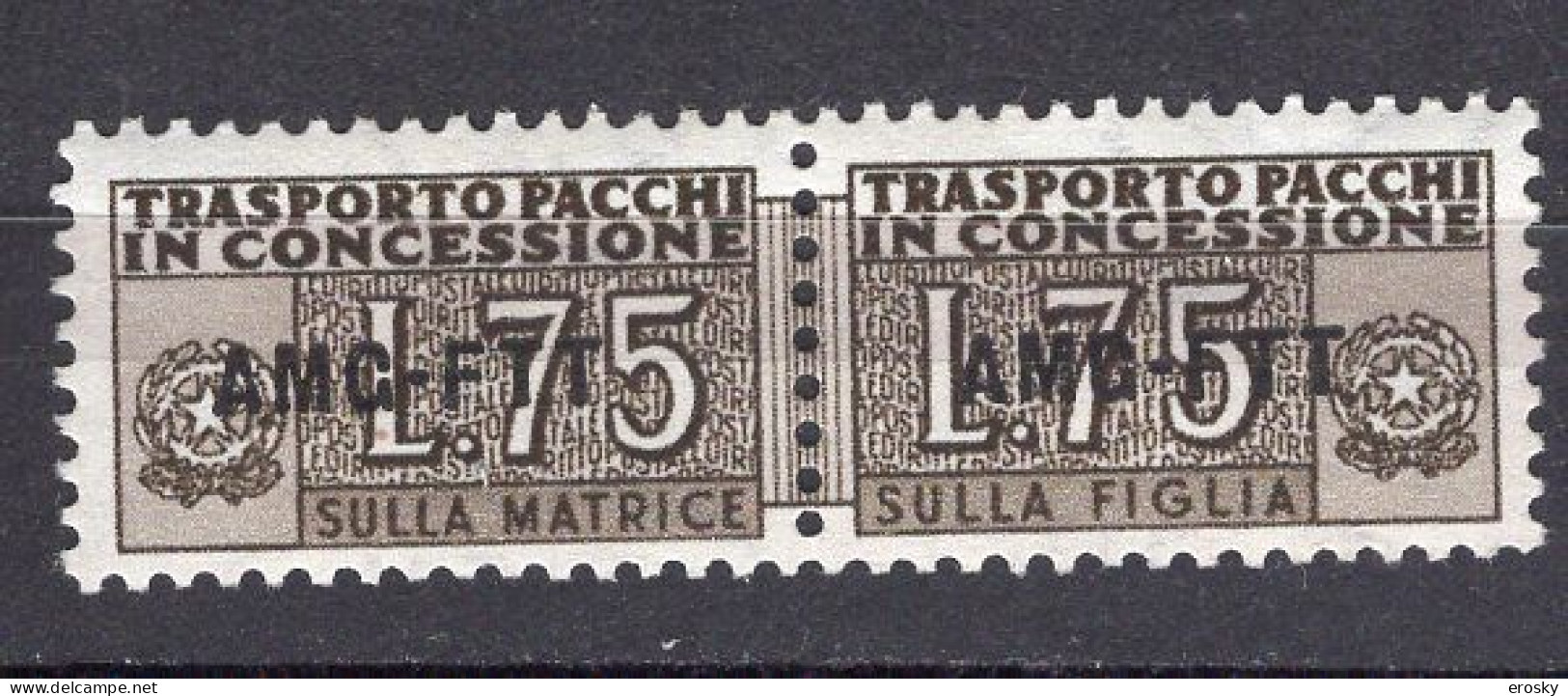 Z6907 - TRIESTE AMG-FTT PACCHI IN CONCESSIONE SASSONE N°4 ** Gomma Bicolore - Postal And Consigned Parcels