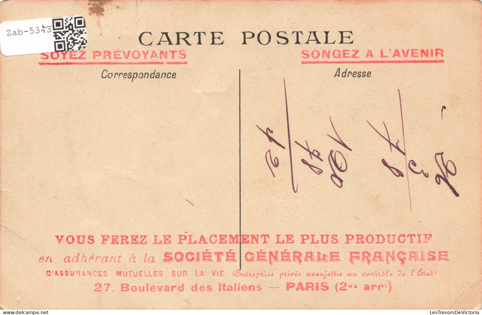 Carte - Plan Paris - Publicité Société Générale Française -  Carte Postale Ancienne - Cartes Géographiques