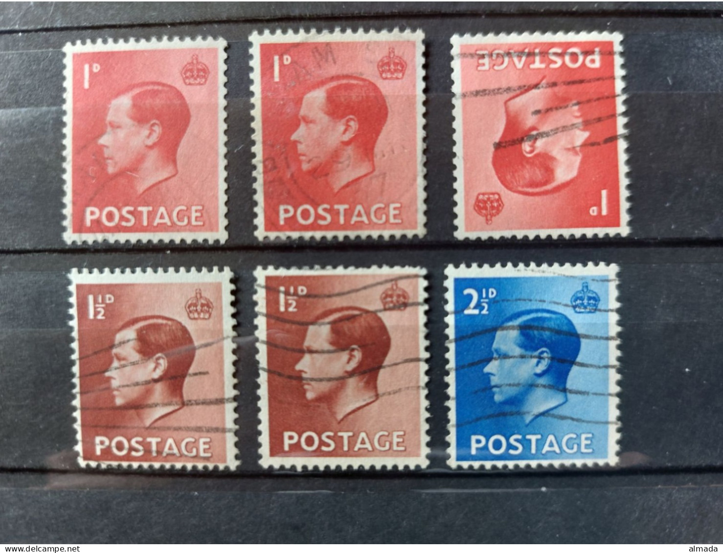 UK 1936: 6 Used Stamps, 1d With 2 Positions Of The Wmk. - Usati