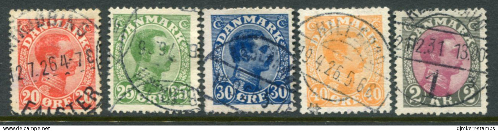 DENMARK 1925-26 King Christian X Definitives Used .  Michel 146-50 - Usado