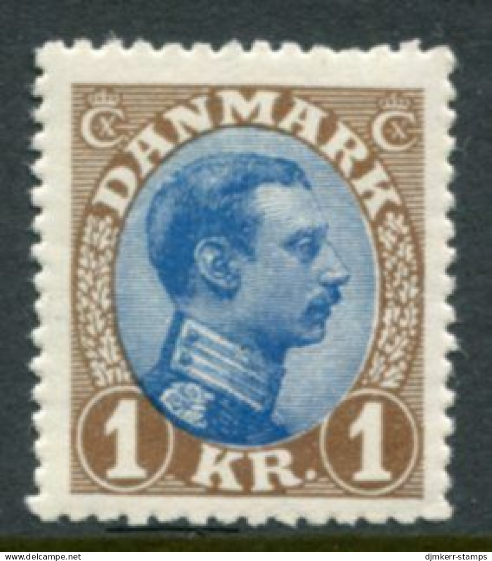 DENMARK 1922 King Christian X Definitive 1 Kr LHM / *.  Michel 128 - Unused Stamps