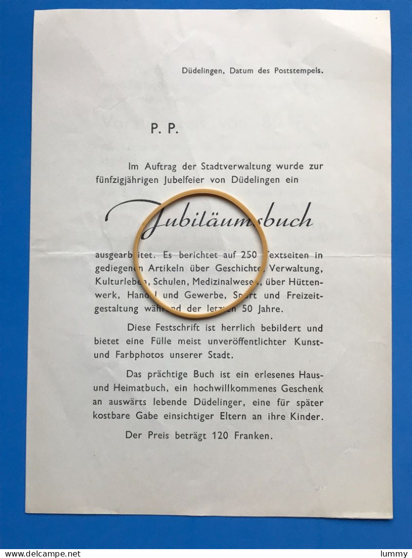 Luxembourg - Dudelange - Publicité Livre Du Cinquantenaire De La Ville 1957 - Jubiläumsbuch  (4 Pages 21 X 15 Cm) - Düdelingen