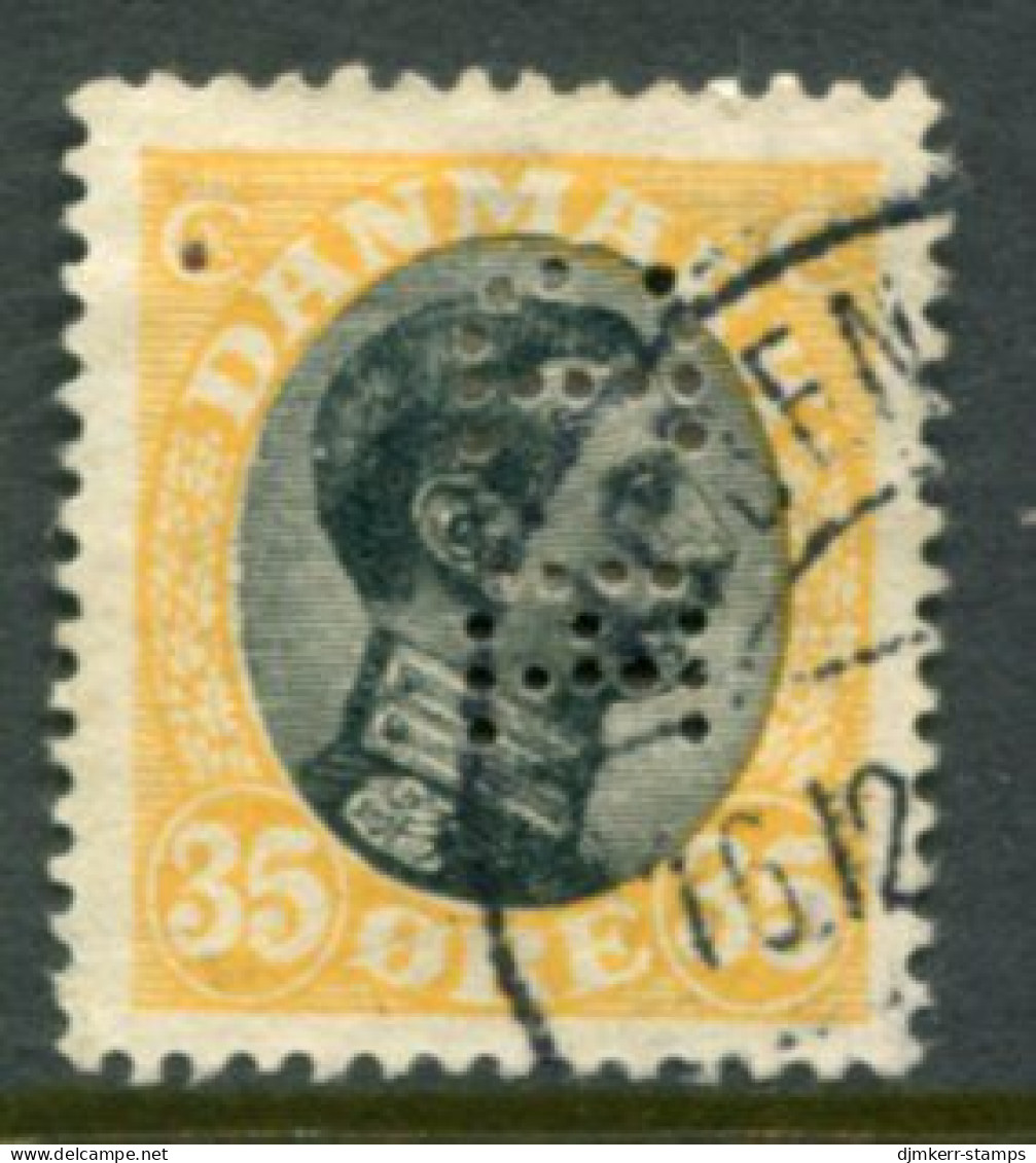 DENMARK 1919 King Christian X Definitive 35 Øre Perfin BD Used.  Michel 103 - Used Stamps