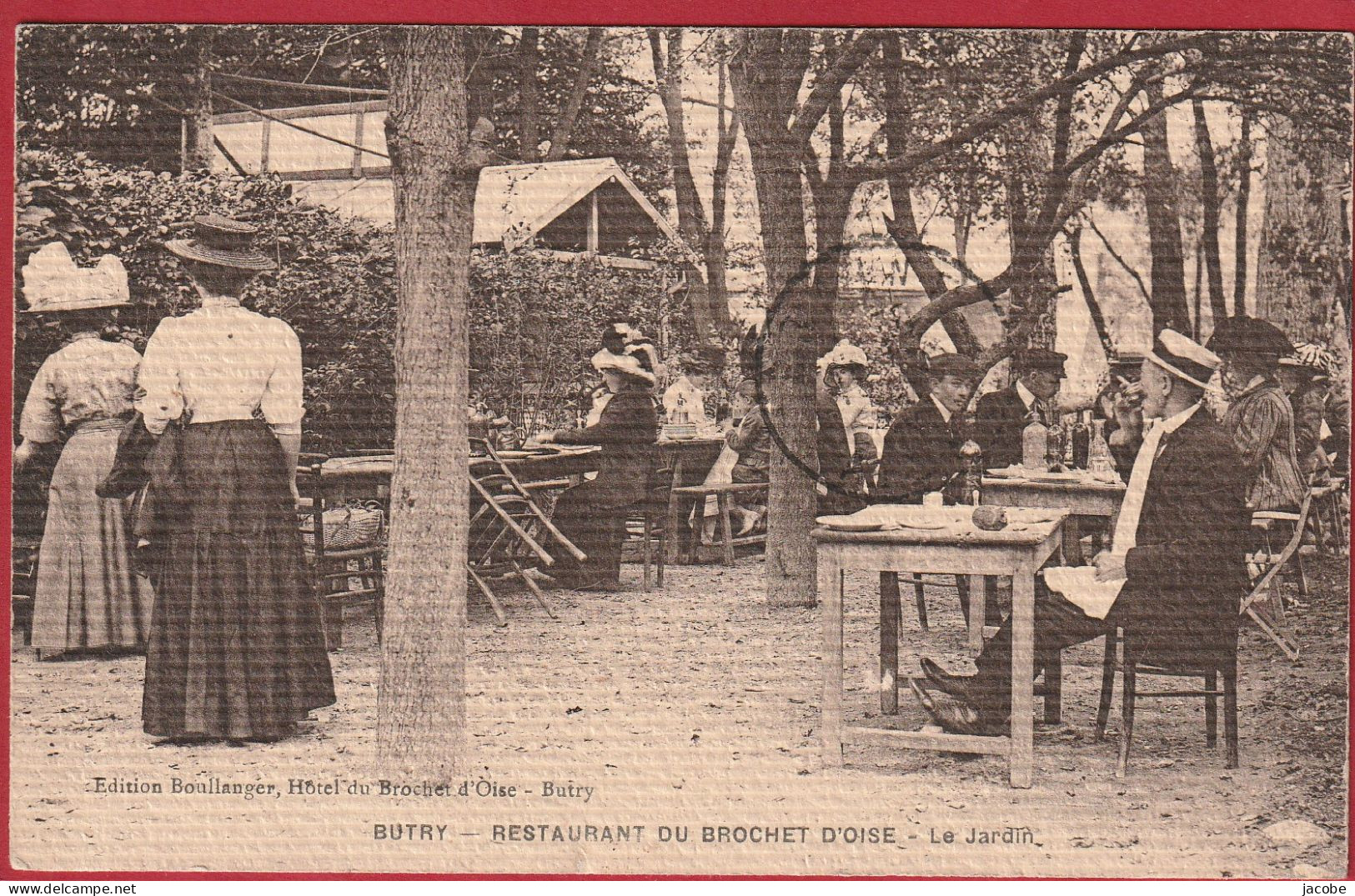 Butry ( Val D' Oise ) Restaurant Du Brochet D'Oise  -  Le Jardin .  Carte Postale écrite - Bonne état - Butry