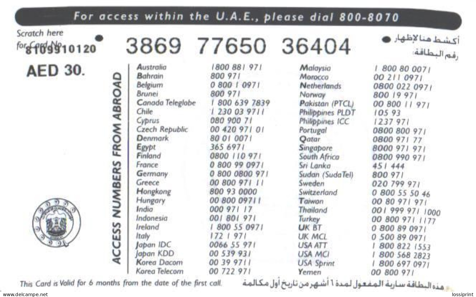 United Arab Emirates:Used Phonecard, 30 DHS., Bird, Terek Sandpiper - Sperlingsvögel & Singvögel