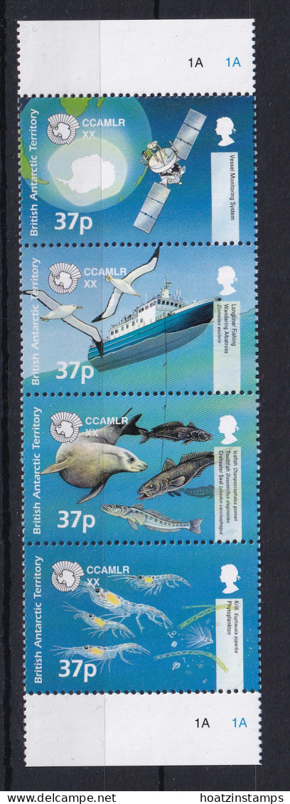British Antarctic Territory: 2002   20th Anniv Of Commission For Conservation Of Marine Living Resource   MNH Strip  - Ongebruikt