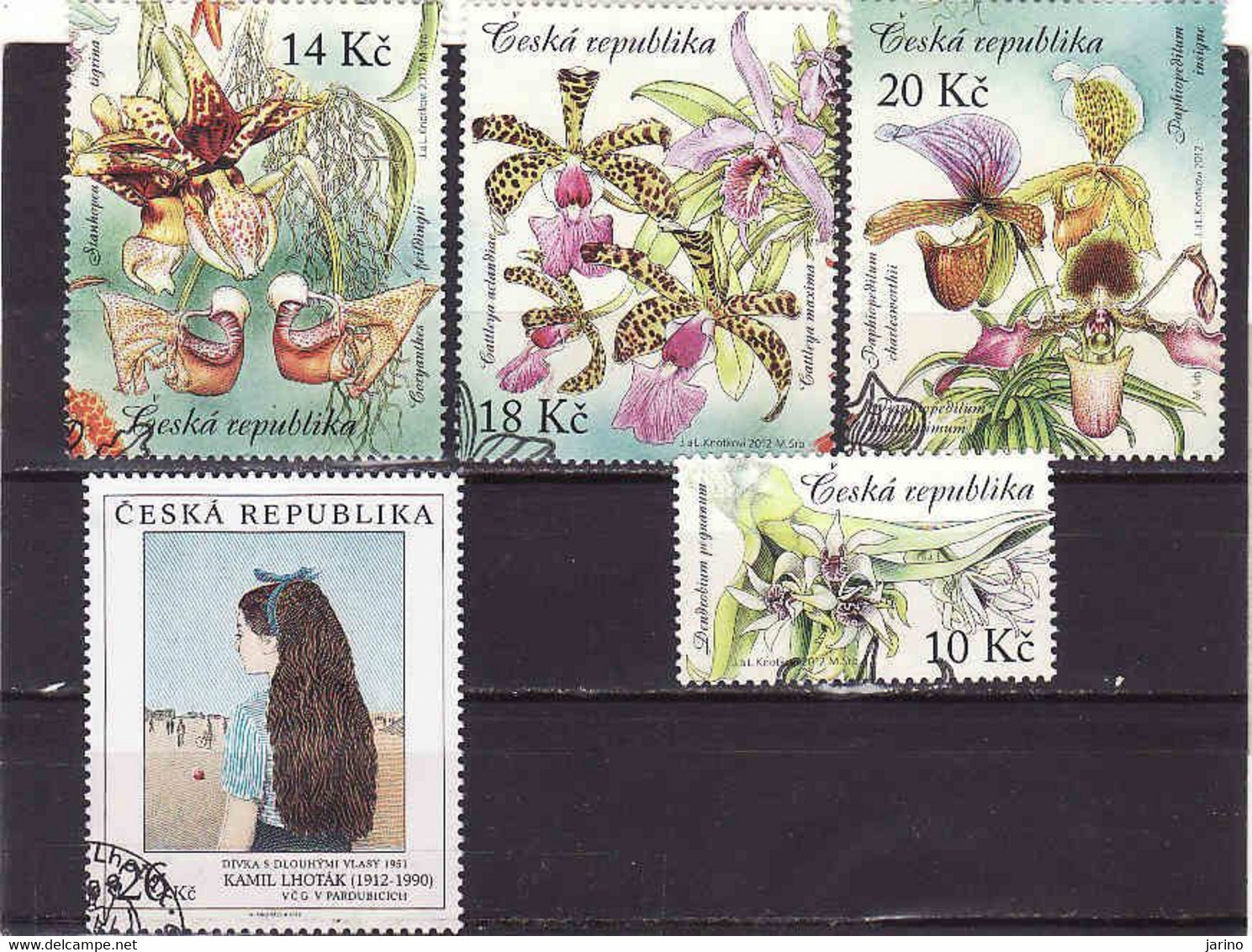 Czech Republic 2012, Mi 729-732, Sc 3546a-d Set Of 4 Orchids, + Painting Kamil Lhotak, Used - Oblitérés