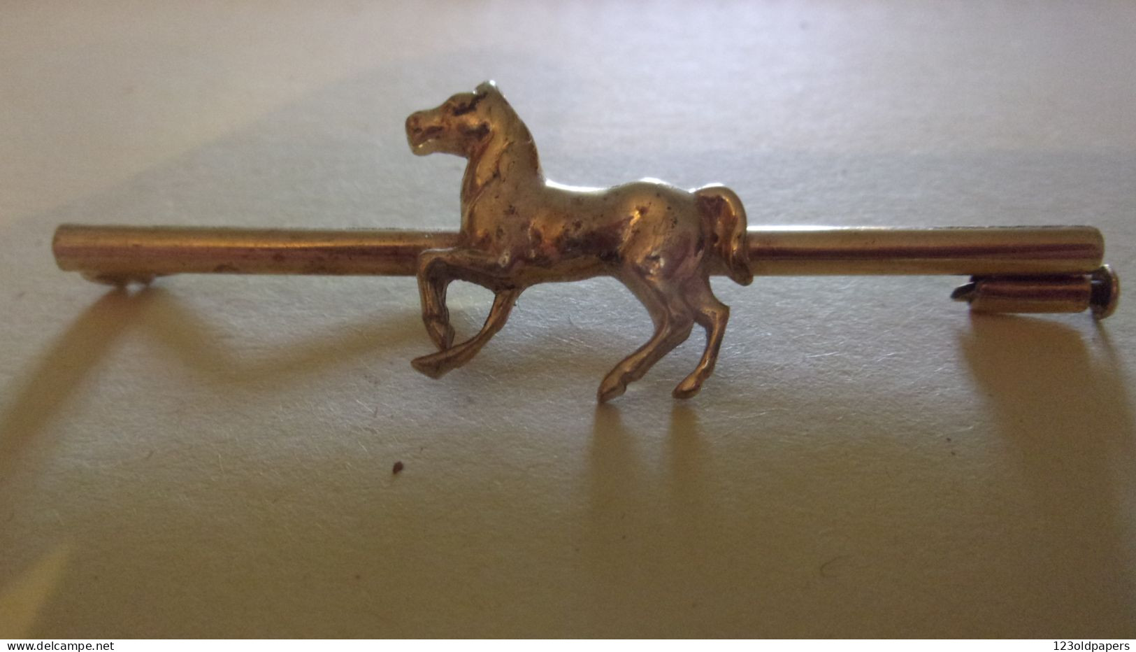 Broche Plaqué Or Cheval Antique Horse Gold Plated Brooch - Broschen