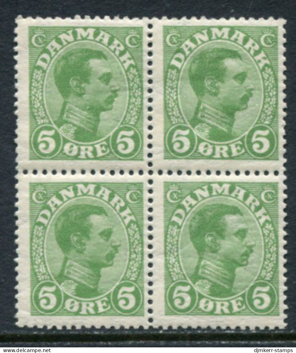 DENMARK 1913 King Christian X Definitive 5 Øre Block Of 4 MNH / **..  Michel 67 - Unused Stamps