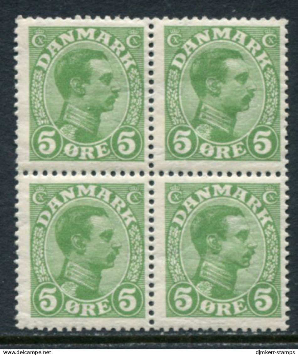 DENMARK 1913 King Christian X Definitive 5 Øre Block Of 4 MNH / **..  Michel 67 - Ungebraucht