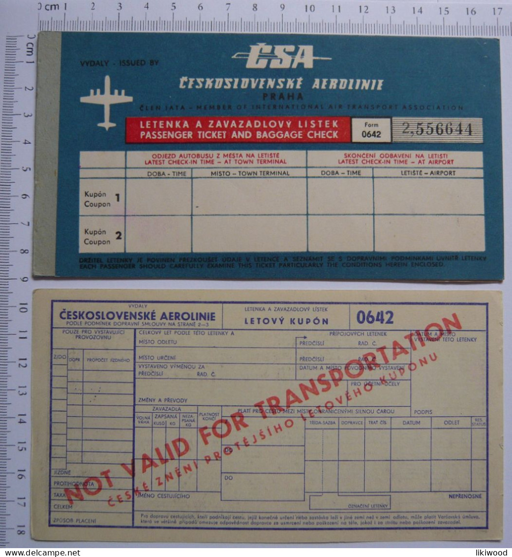 ČSA - Československe Aerolinie - Passenger ticket and baggage check