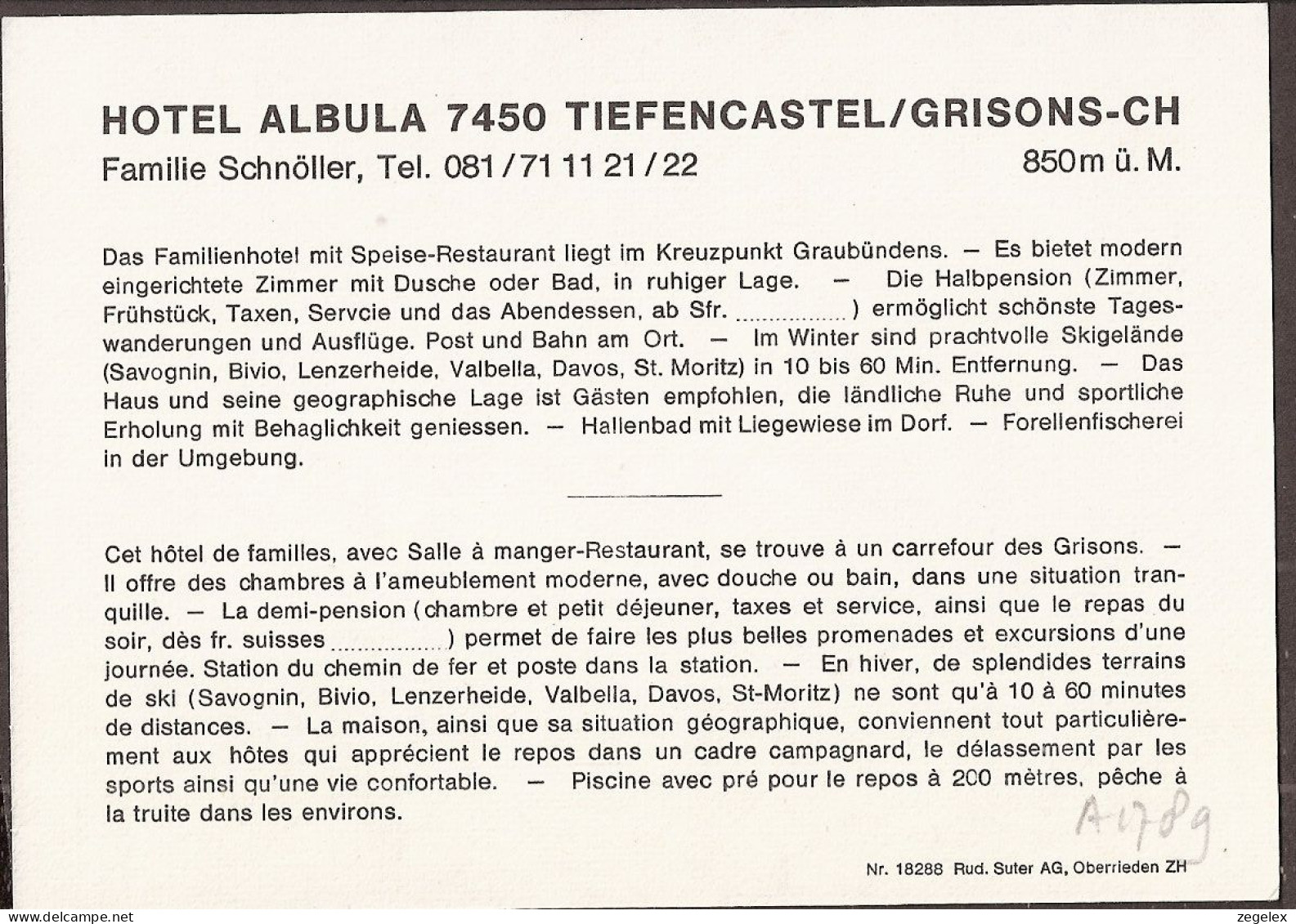Tiefencastel/Grisons - Hotel Albula - Tiefencastel