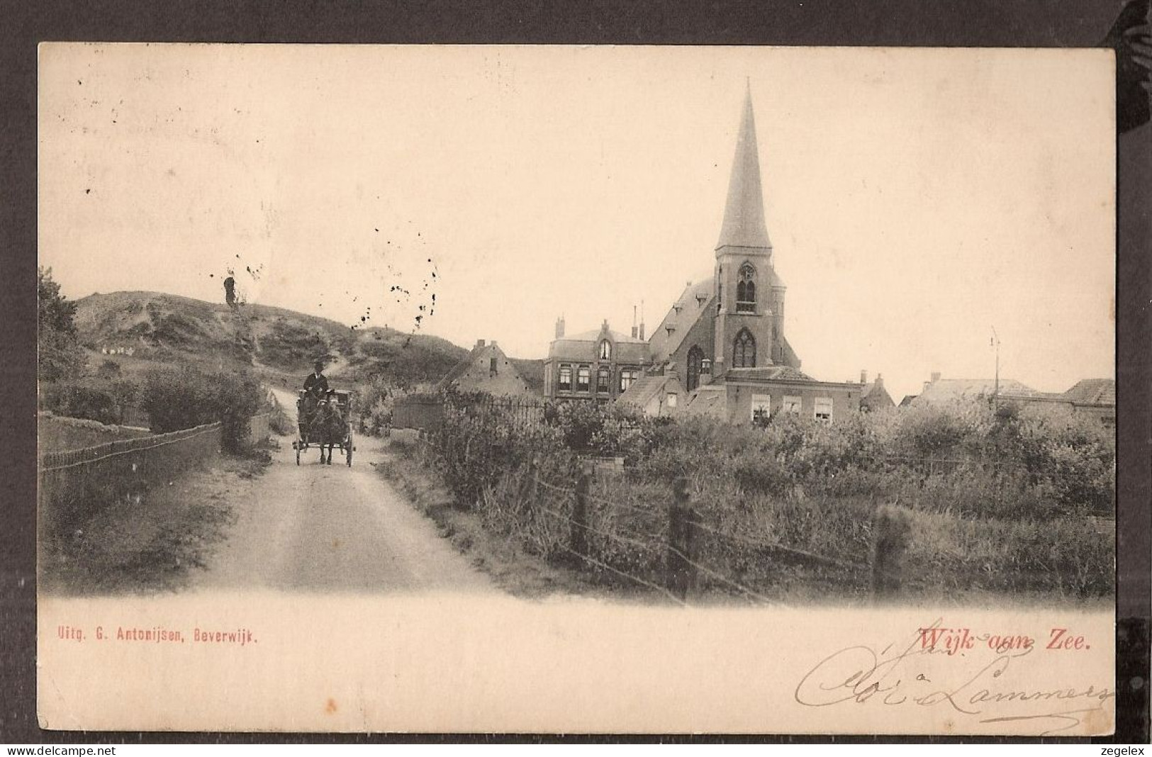 Wijk Aan Zee ~ 1905 Met Koets En Kerk - Wijk Aan Zee