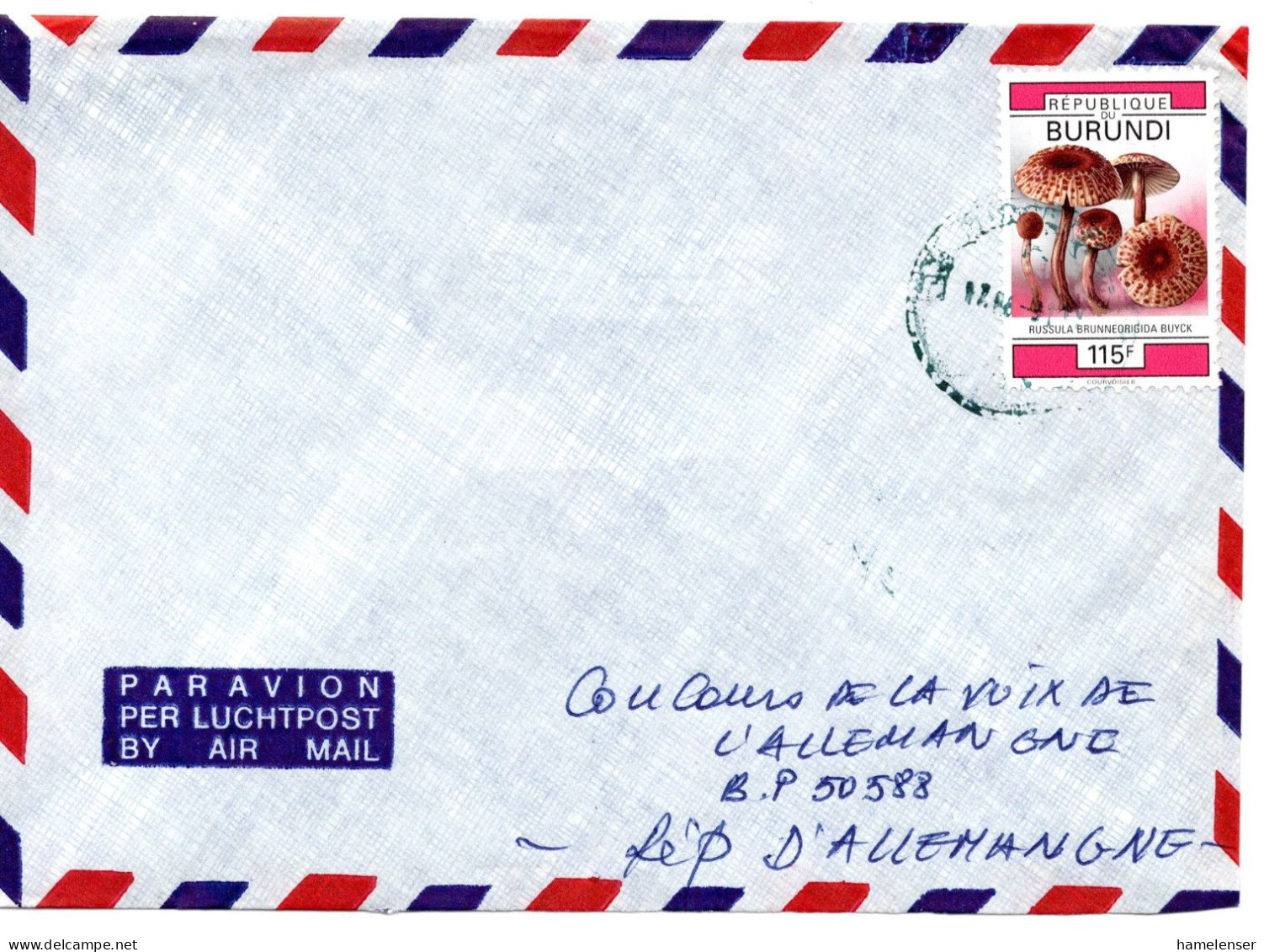 59374 - Burundi - 1991 - 115F Pilze EF A LpBf Nach Deutschland - Paddestoelen