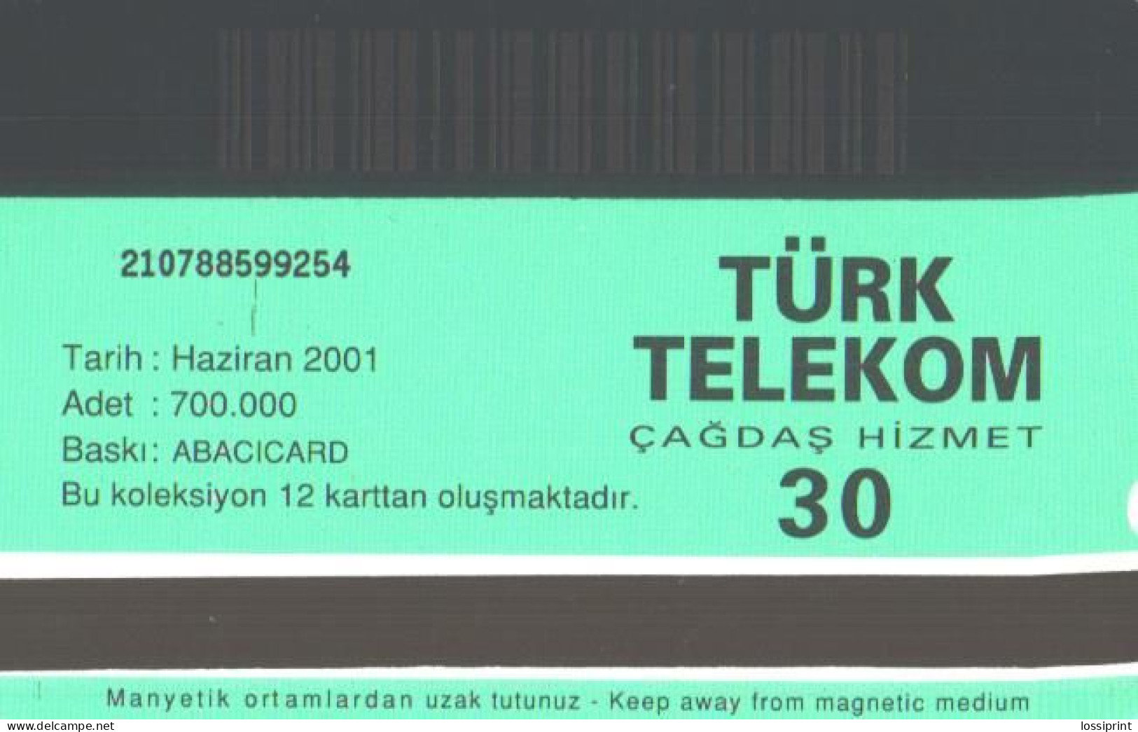 Turkey:Used Phonecard, Türk Telekom, 30 Units, Bird, 2001 - Songbirds & Tree Dwellers