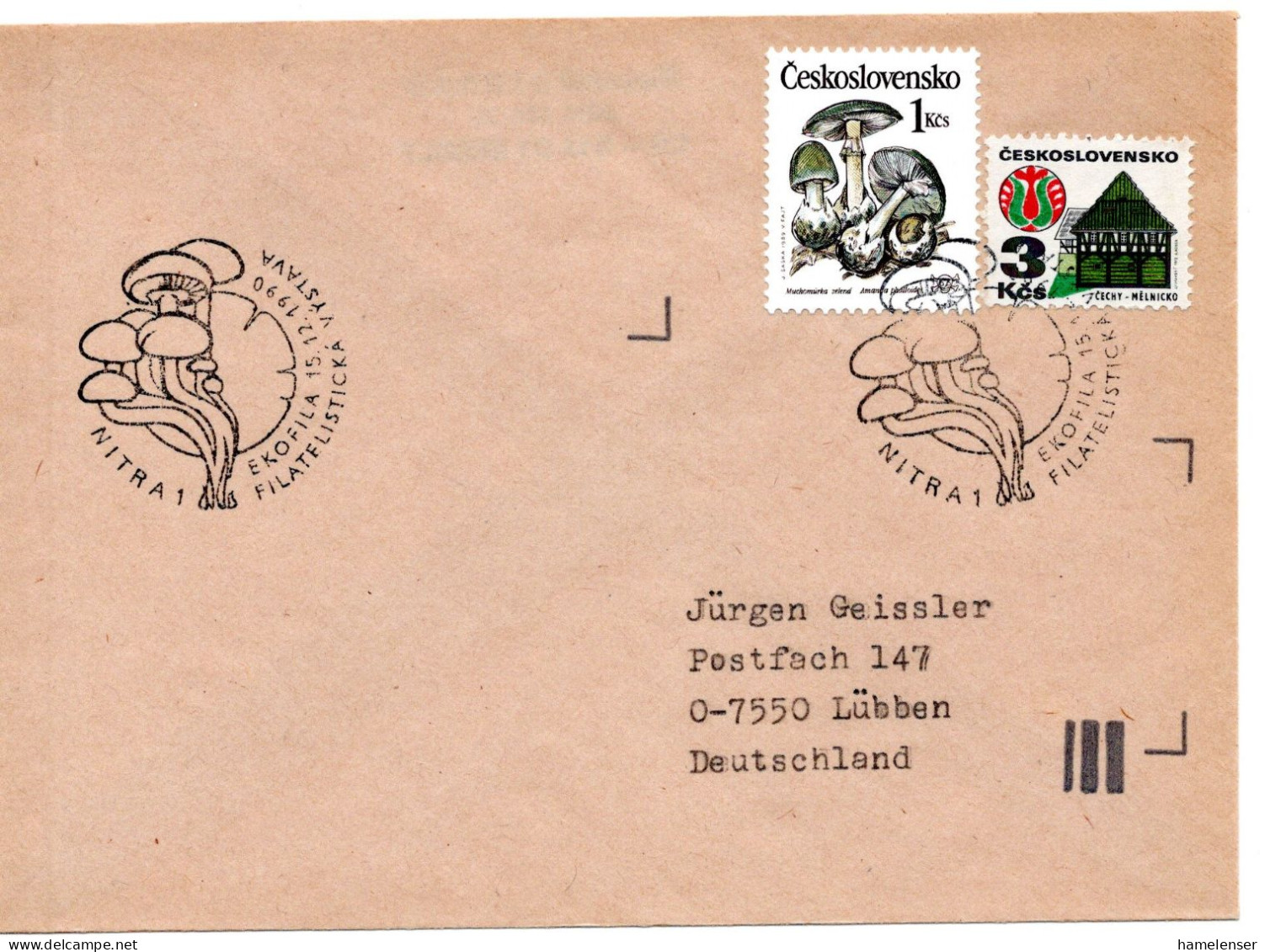 59375 - Tschechoslowakei - 1990 - 1Kcs Pilze MiF A Bf NITRA - EKOFILA ... -> Deutschland - Mushrooms