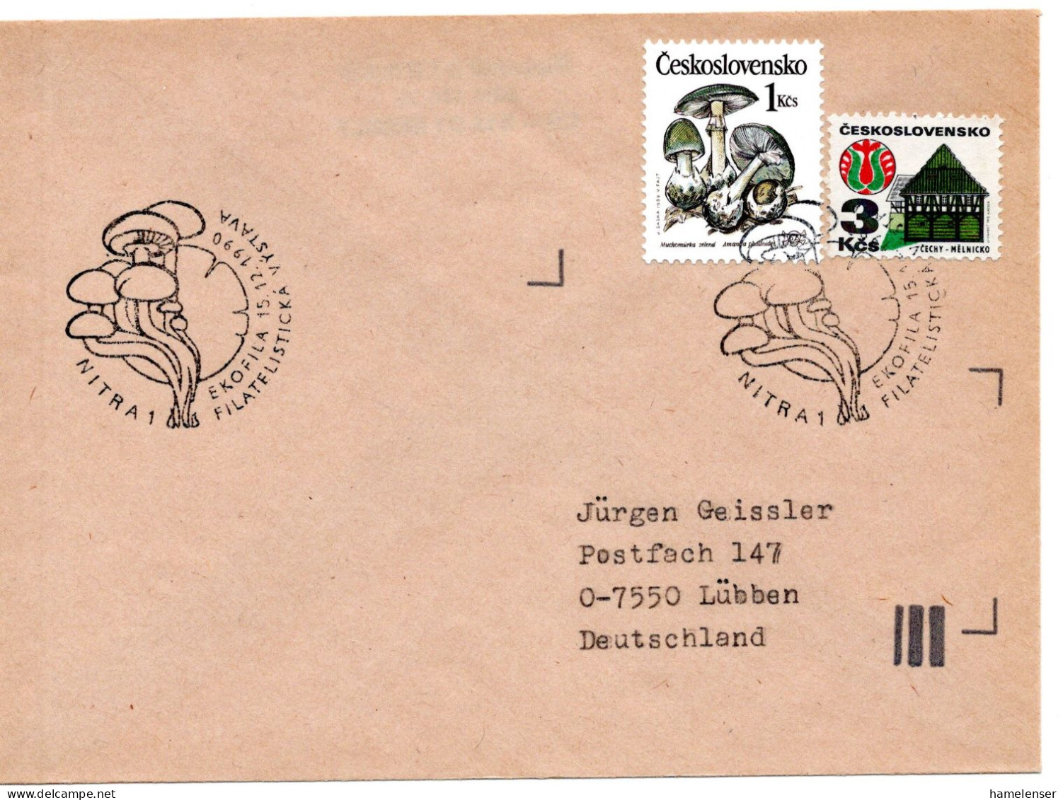 59375 - Tschechoslowakei - 1990 - 1Kcs Pilze MiF A Bf NITRA - EKOFILA ... -> Deutschland - Pilze