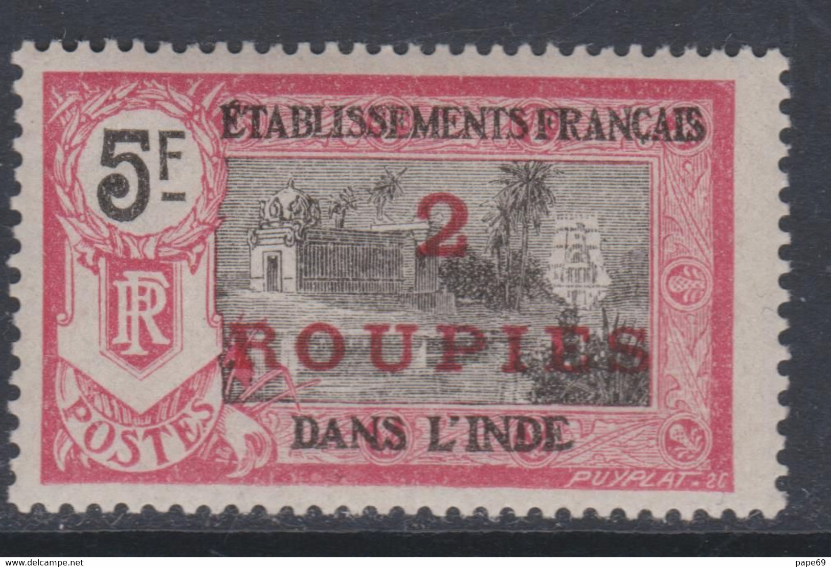 Inde N° 76 X Partie De  Série : 2 R. Sur 2 F. Rose Et Noir Trace De Charnière Sinon TB - Usados