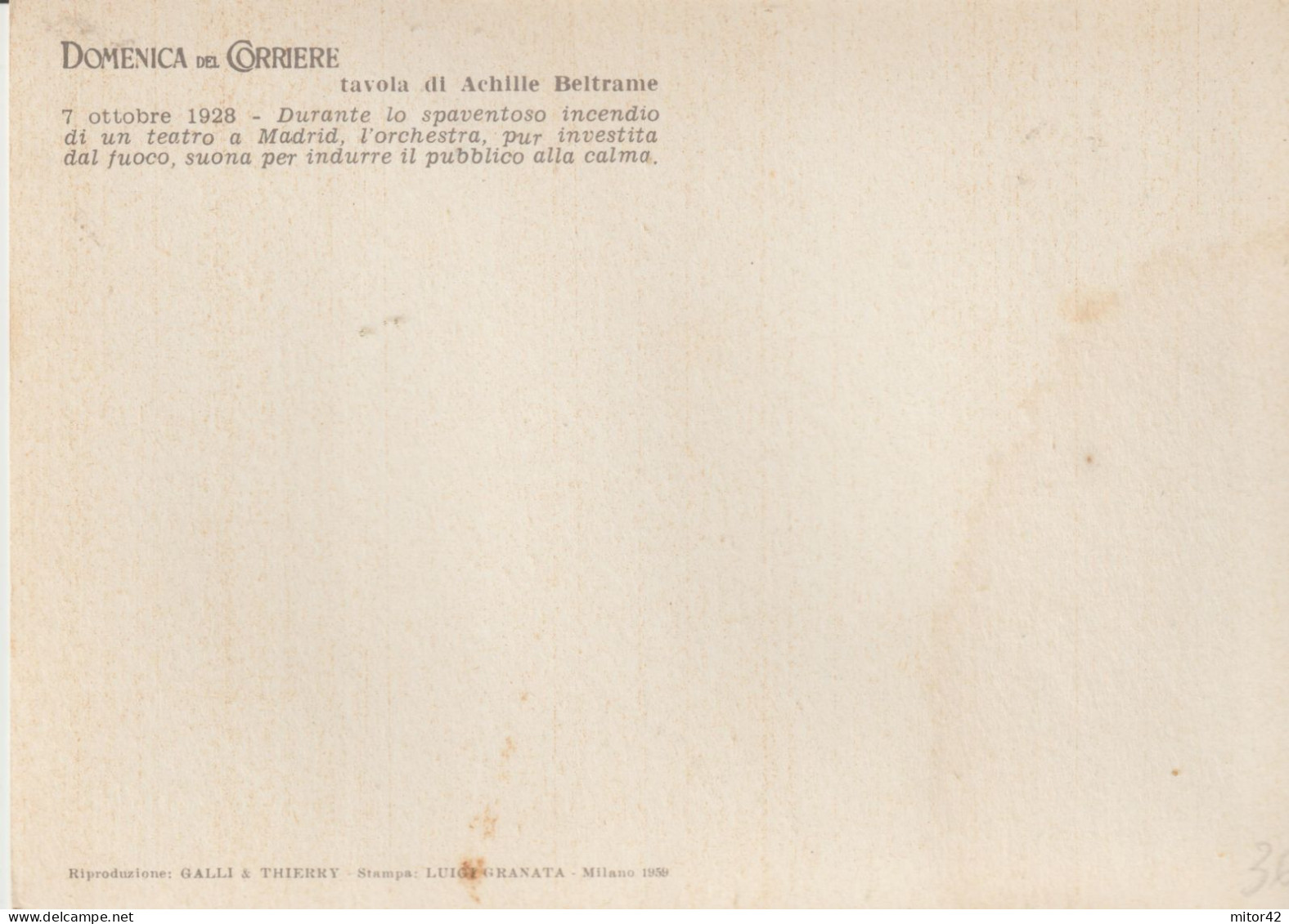 36-Cartolina Domenica Del Corriere-Eroismo-Atti Di Valore-L'orchestra Suona Durante Un Incendio In Un Teatro Di Madrid - Sonstige & Ohne Zuordnung