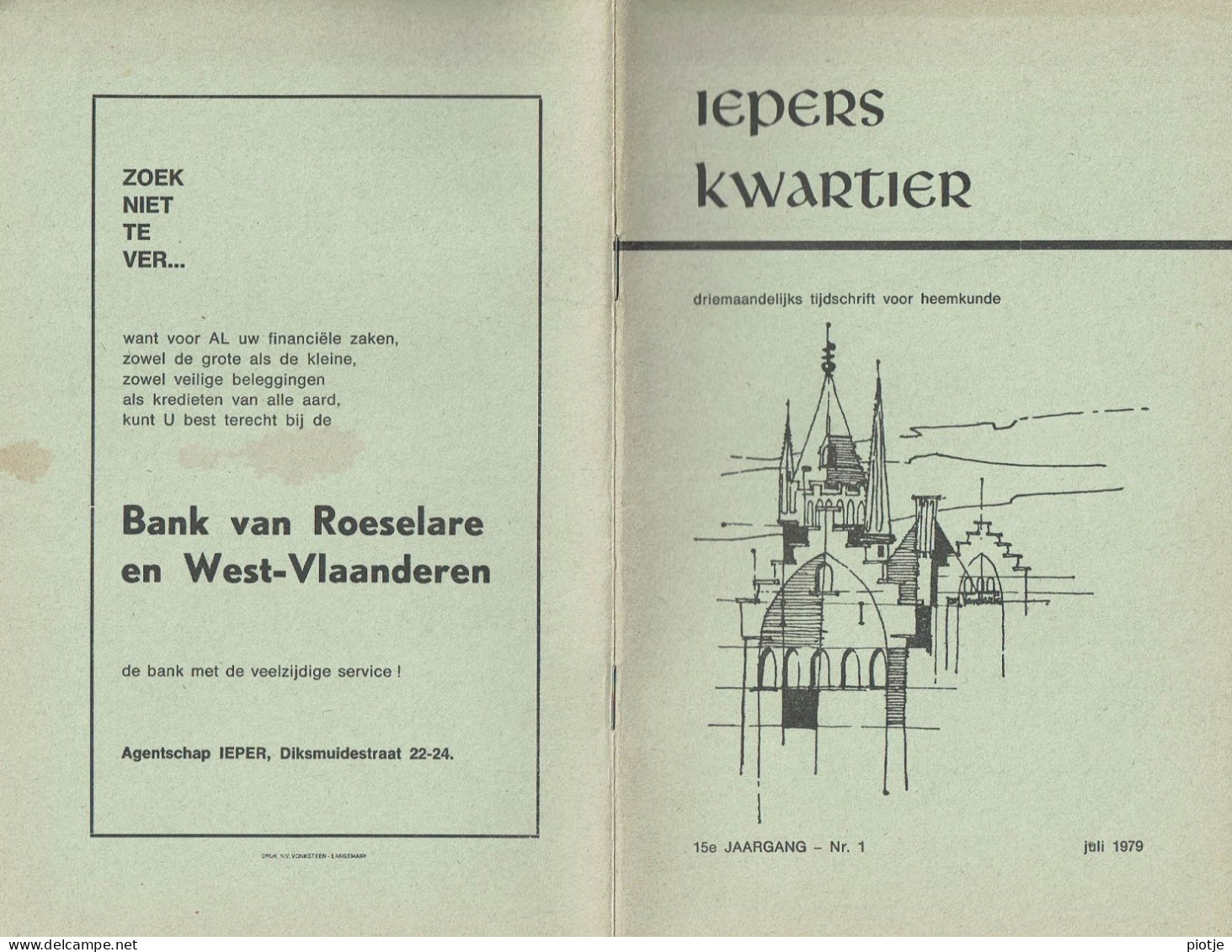 * Ieper - Ypres * (Iepers Kwartier - Jaargang 15 - Nr 1 - Juli 1979) Tijdschrift Voor Heemkunde - Heemkundige Kring - Aardrijkskunde & Geschiedenis