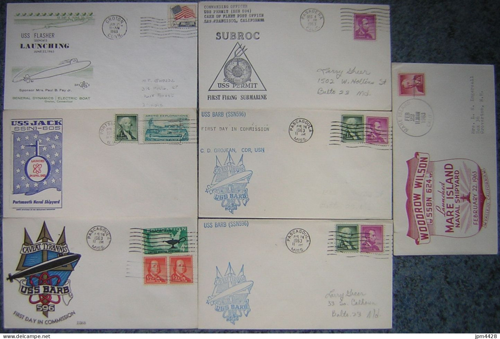 USA Etats Unis Lot De 15 Enveloppes  Thémes Marine, Sous Marins, Submarine Entre 1959 Et 1963  - Oblitérés - Schmuck-FDC