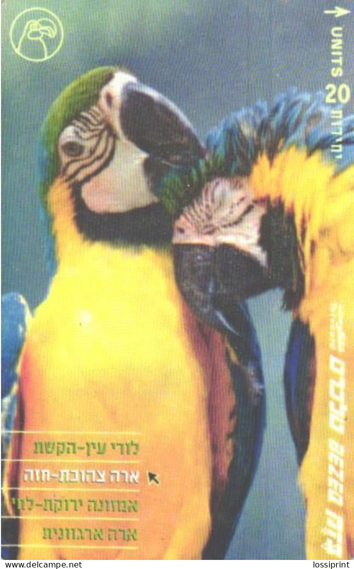 Israel:Used Phonecard, 20 Units, Birds, Parrots - Papegaaien & Parkieten