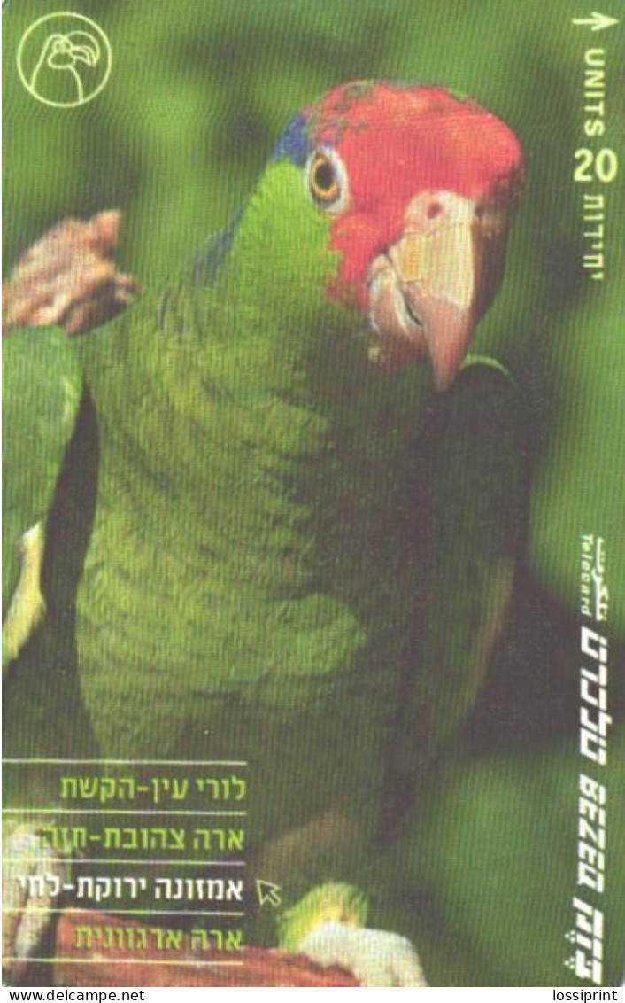 Israel:Used Phonecard, 20 Units, Birds, Parrot - Papegaaien & Parkieten