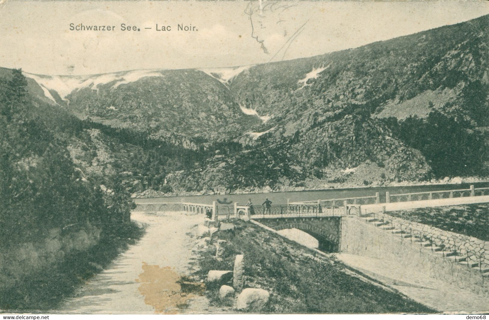 Orbey Lac Noir Le Barrage Vue  Panoramique CPA 68 Haut Rhin Vosges Alsace Vallée De Munster 1910 Petit Dessin Sur Carte - Orbey