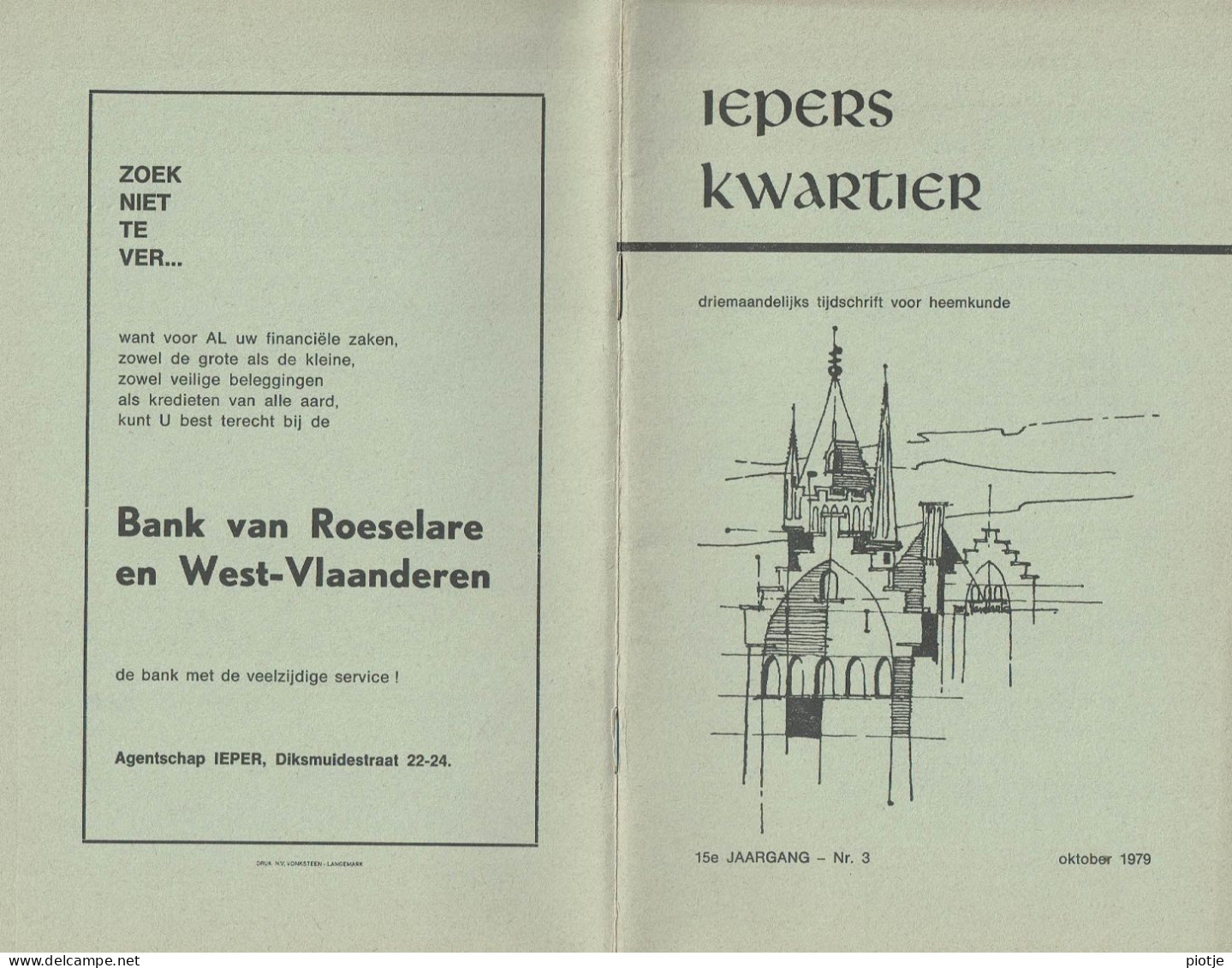 * Ieper - Ypres * (Iepers Kwartier - Jaargang 15 - Nr 3 - Oktober 1979) Tijdschrift Voor Heemkunde - Heemkundige Kring - Geografía & Historia