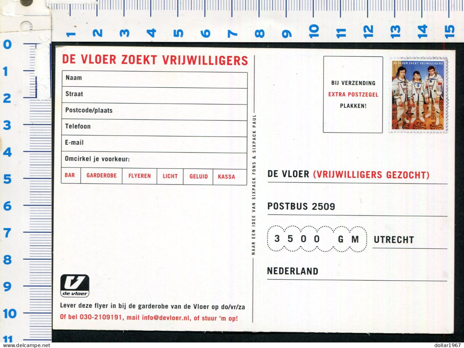 De Vloer Zoekt Vrijwilligers , Utrecht  -Not Used  (2)-  2 Scans For Originalscan !! - Ausstellungen
