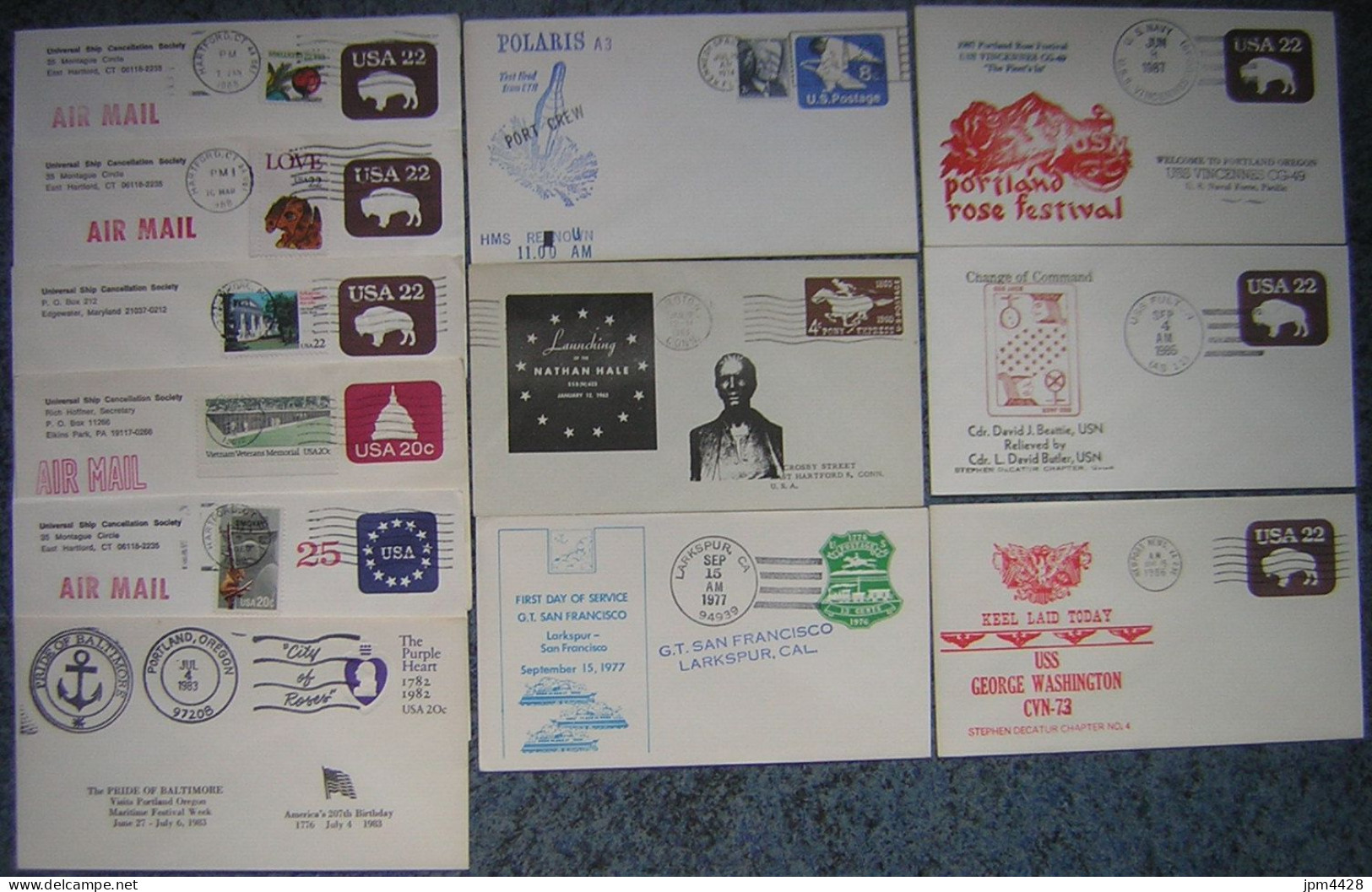 USA Etats Unis Lot De 9 Enveloppes  Sujet Divers U.S.S. -  Entre 1936 Et 1959  - Oblitérés - Enveloppes évenementielles