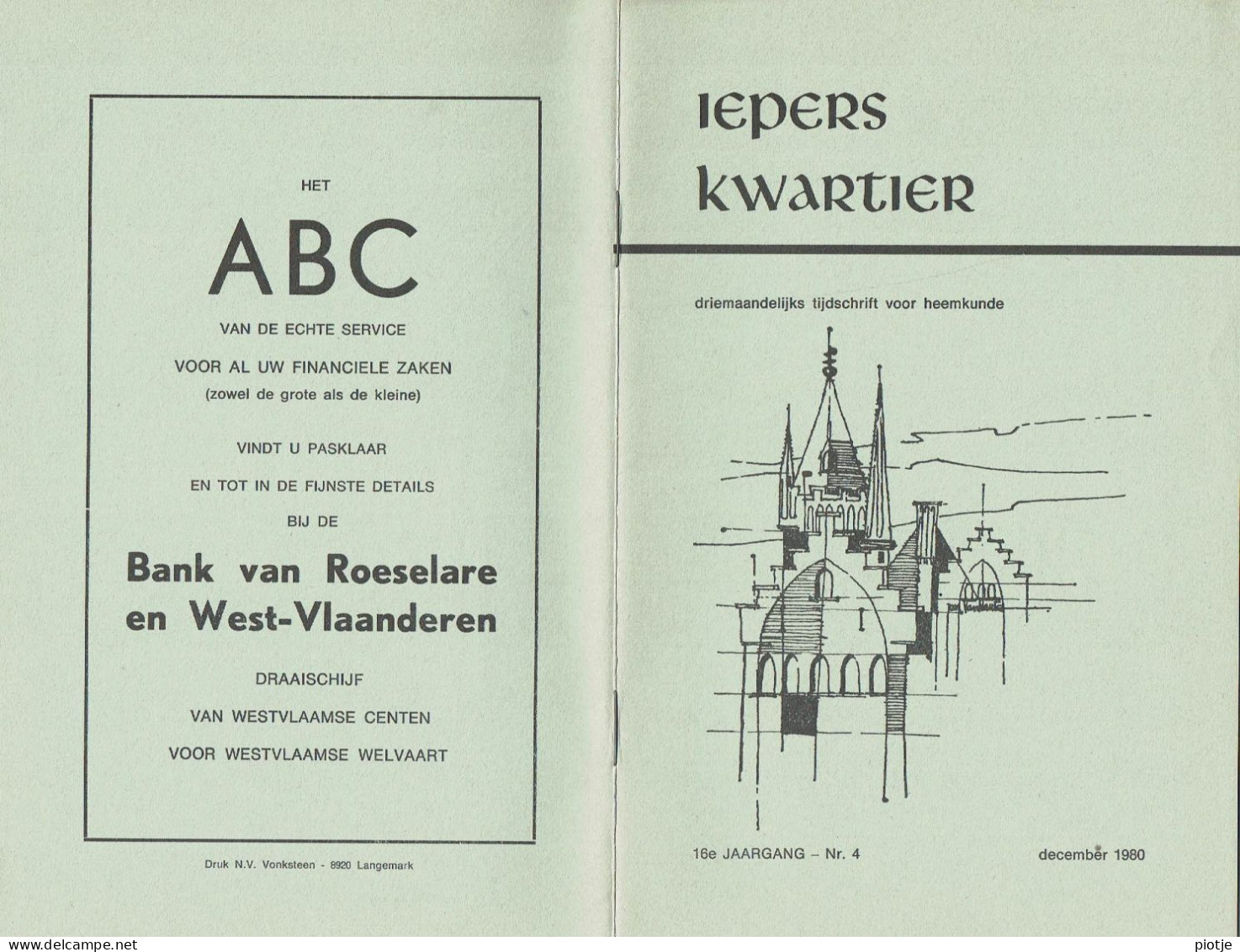 * Ieper - Ypres * (Iepers Kwartier - Jaargang 16 - Nr 4 - December 1980) Tijdschrift Voor Heemkunde - Heemkundige Kring - Geographie & Geschichte