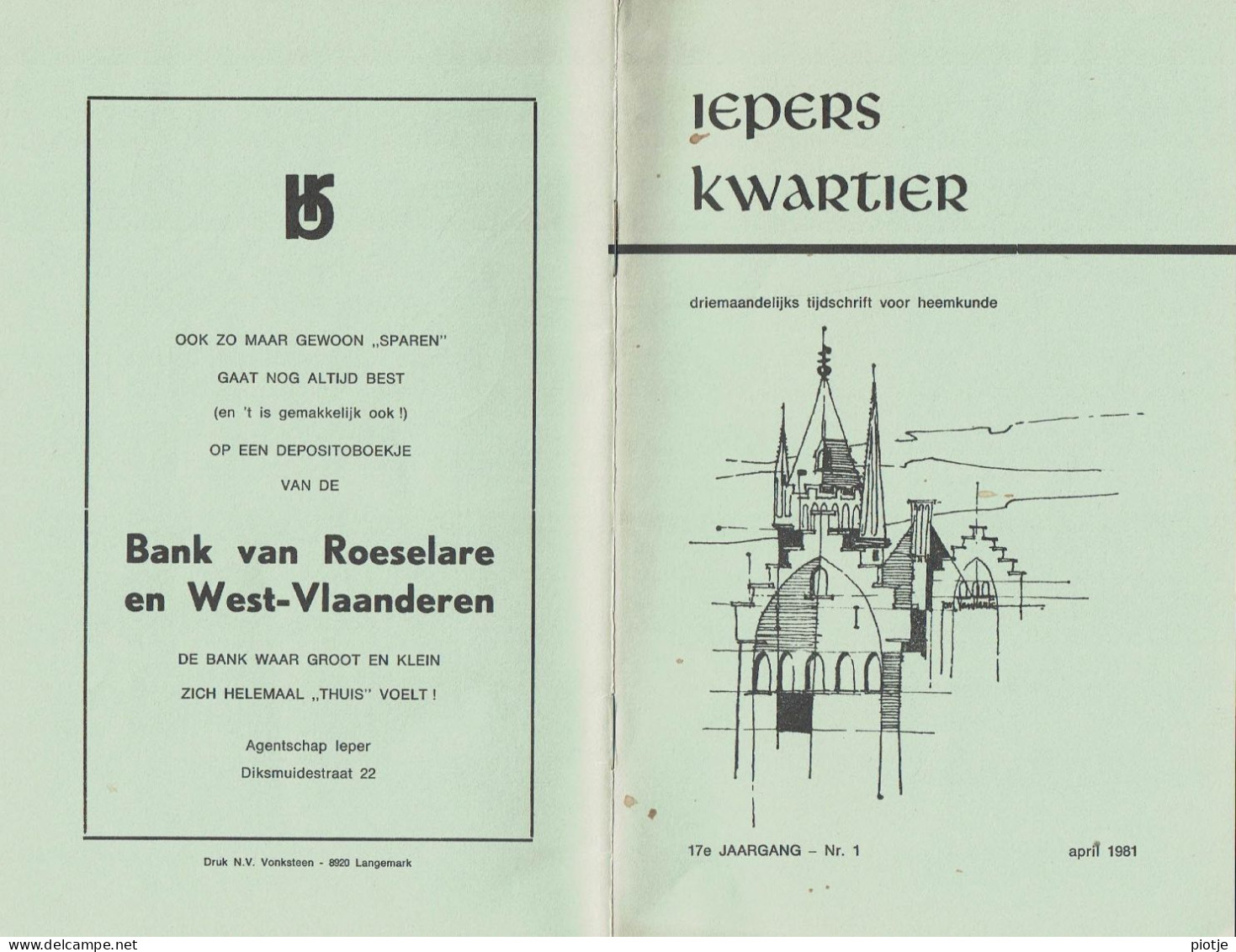 * Ieper - Ypres * (Iepers Kwartier - Jaargang 17 - Nr 1 - April 1981) Tijdschrift Voor Heemkunde - Heemkundige Kring - Aardrijkskunde & Geschiedenis