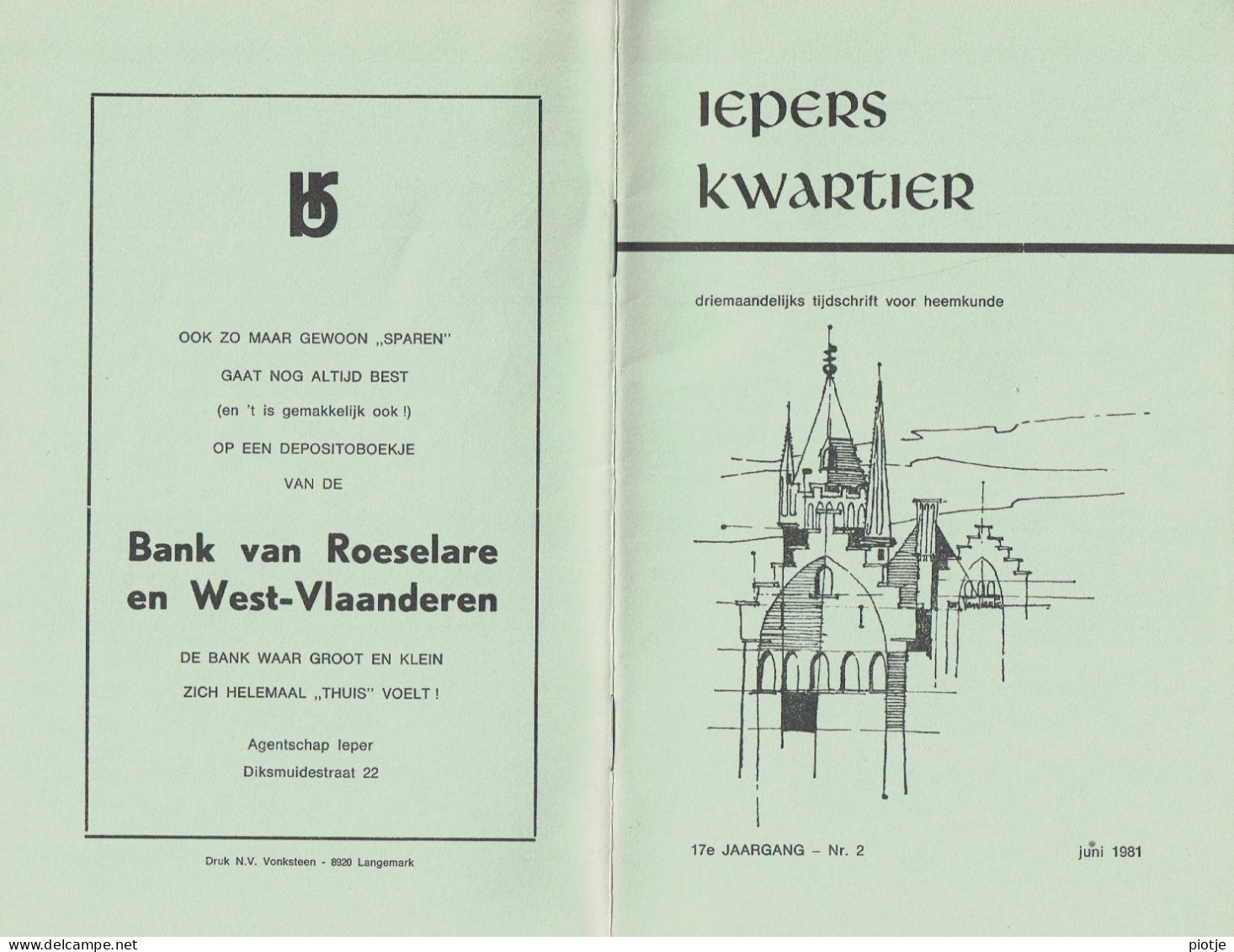 * Ieper - Ypres * (Iepers Kwartier - Jaargang 17 - Nr 2 - Juni 1981) Tijdschrift Voor Heemkunde - Heemkundige Kring - Geografía & Historia