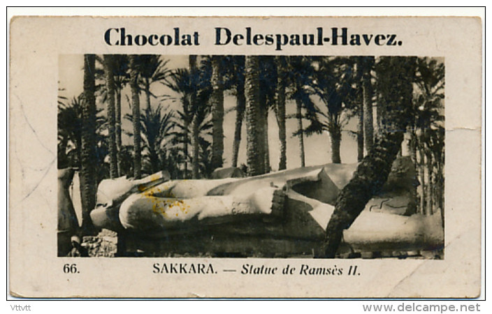 Publicité : Chocolat Delespaul-Havez (Marcq-en-Baroeul), N° 66, Sakkara (Egypte), Statue De Ramsès II, 2 Scans - Chocolat