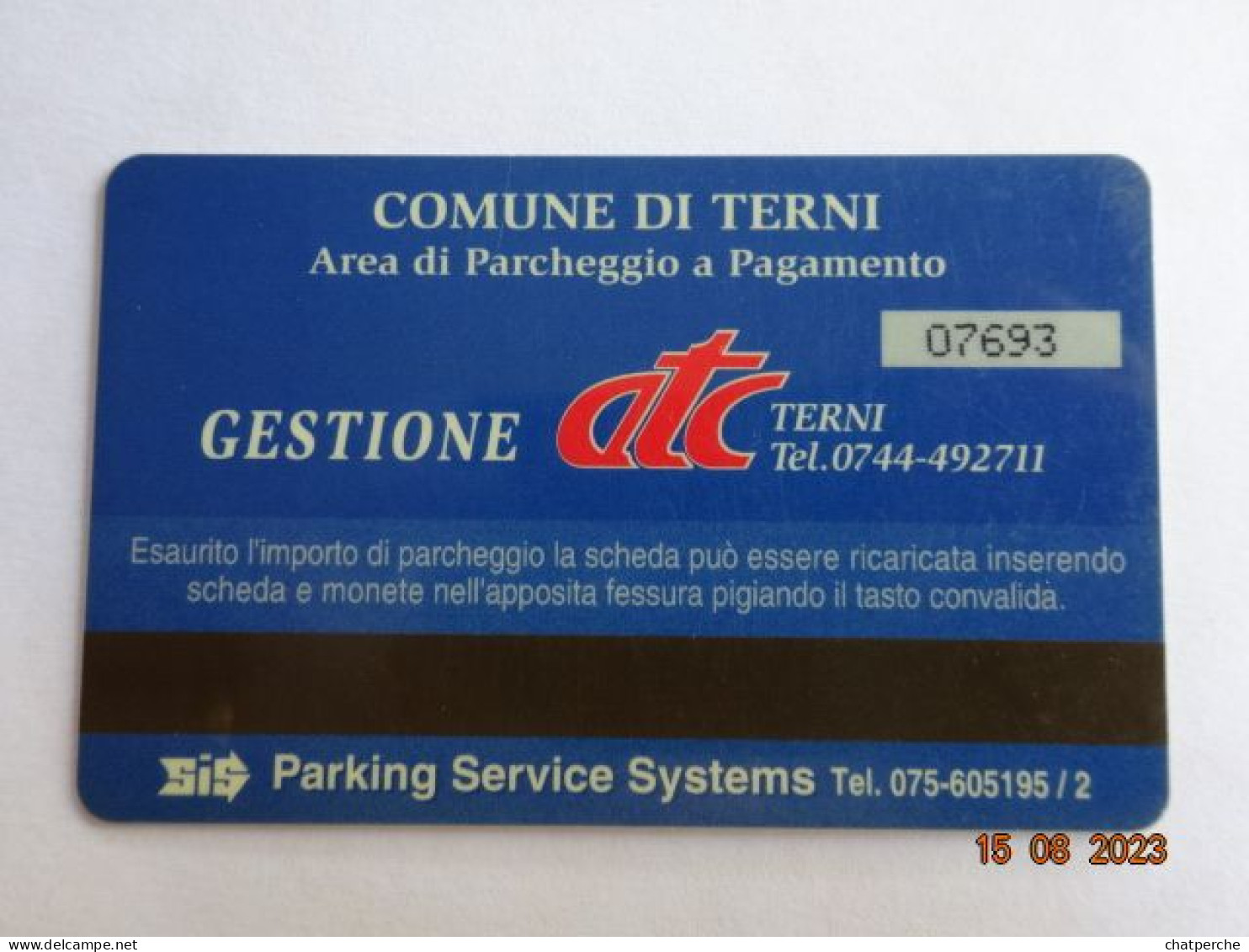 ITALIE CARTE DE STATIONNEMENT BANDE MAGNETIQUE COMMUNE TERNI 10.000 LIRES - Other & Unclassified