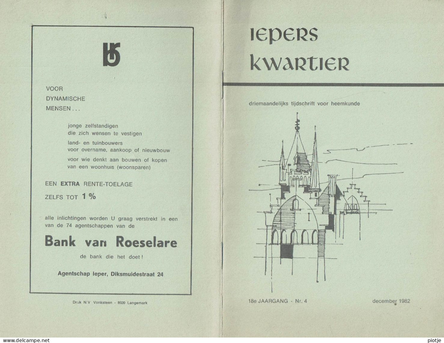 * Ieper - Ypres * (Iepers Kwartier - Jaargang 18 - Nr 4 - December 1982) Tijdschrift Voor Heemkunde - Heemkundige Kring - Géographie & Histoire