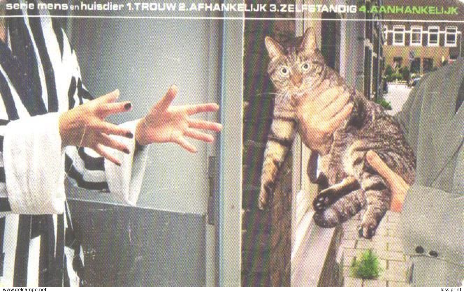 Netherlands:Holland:Used Phonecard, KPN Telecom, 10 G, People With Cat - Cats