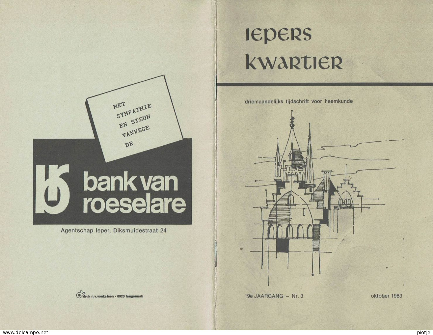 * Ieper - Ypres * (Iepers Kwartier - Jaargang 19 - Nr 3 - Oktober 1983) Tijdschrift Voor Heemkunde - Heemkundige Kring - Aardrijkskunde & Geschiedenis