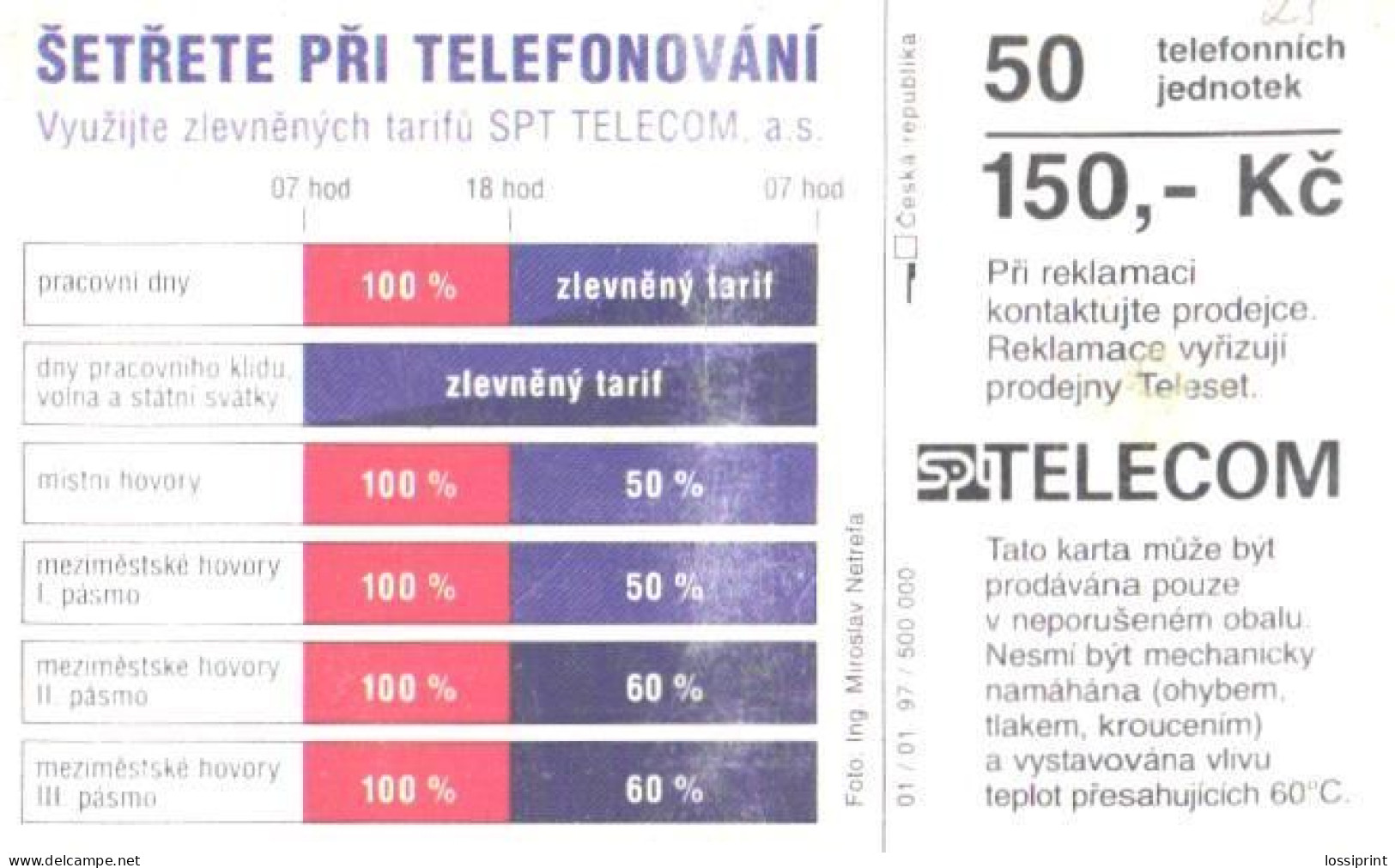 Czech:Used Phonecard, SPT Telecom, 50 Units, Fish, 1997 - Poissons