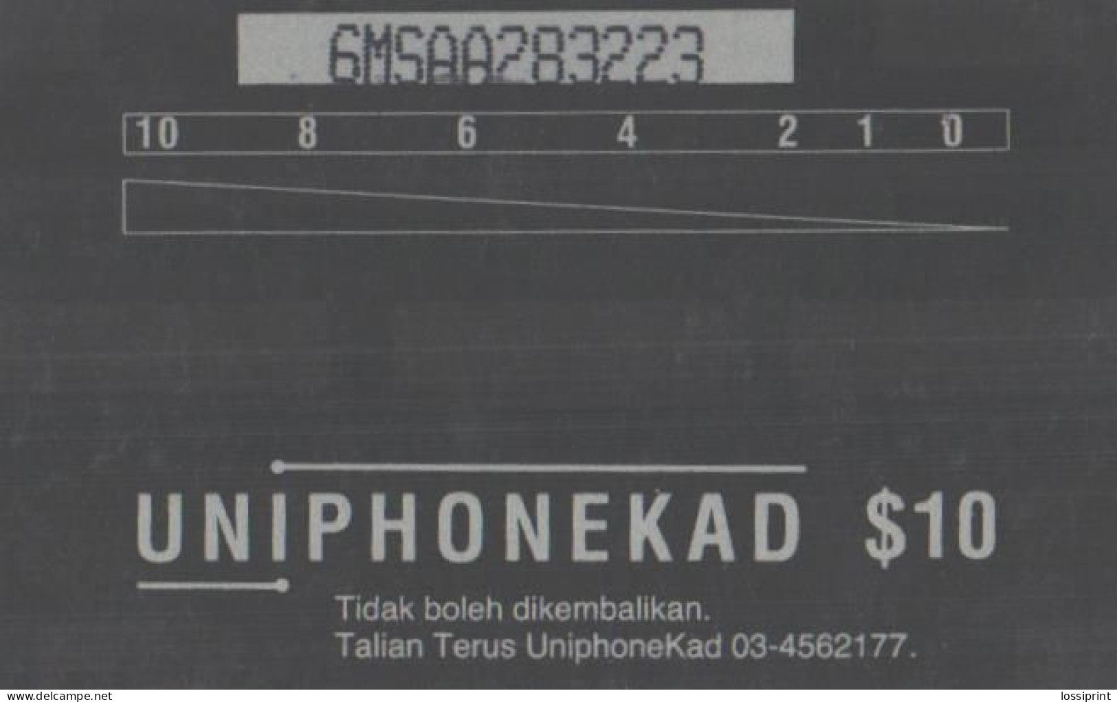 Malaysia:Used Phonecard, Uniphonekad, 10$, Fish - Fische