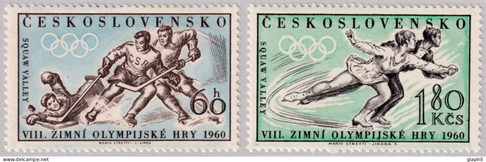 CZECHOSLOVAKIA TCHECOSLOVAQUIE 1960 SQUAW VALLEY OLYMPIC GAME (Yv. 1066-67) MNH ** OFFER! - Invierno 1960: Squaw Valley