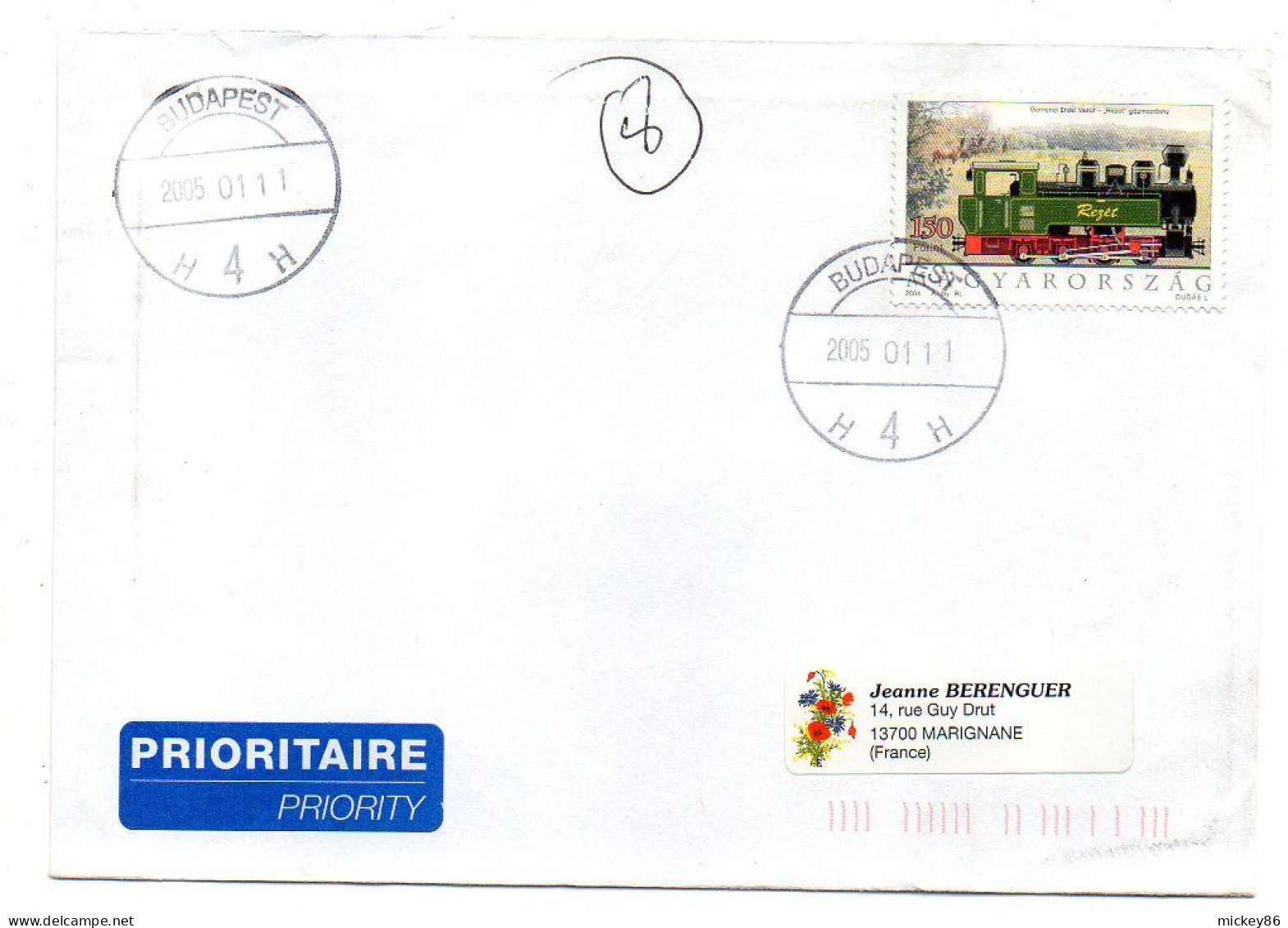 Hongrie--2005--BUDAPEST  Pour MARIGNANE-13 (France)--timbre Train-locomotive Seul Sur Lettre..cachet - Cartas & Documentos