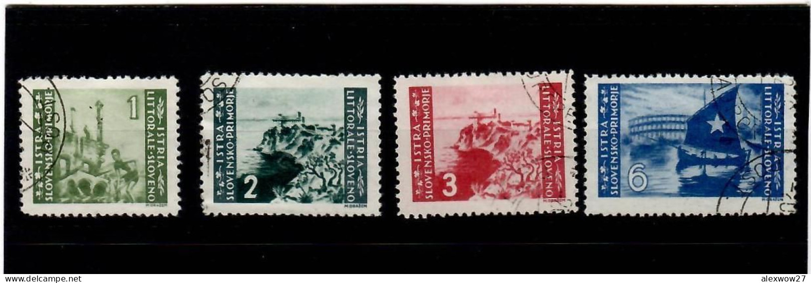 Occupazione JUGOSLAVIA ISTRIA  1946  -- Emissione Bilingue (sass.63/66) -- US. / VF - Occup. Iugoslava: Litorale Sloveno